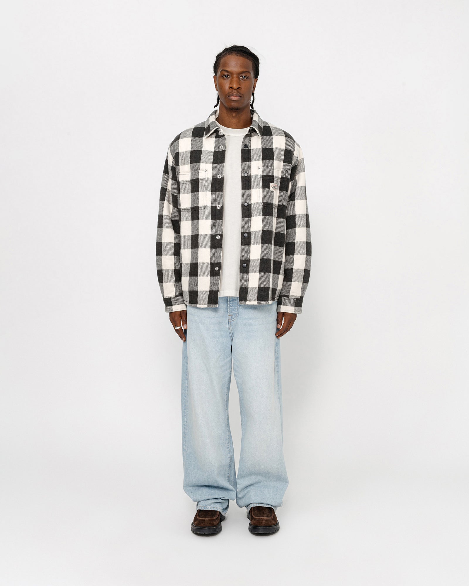 Sherpa Lined Buffalo Plaid Shirt in bone – Stüssy Europe