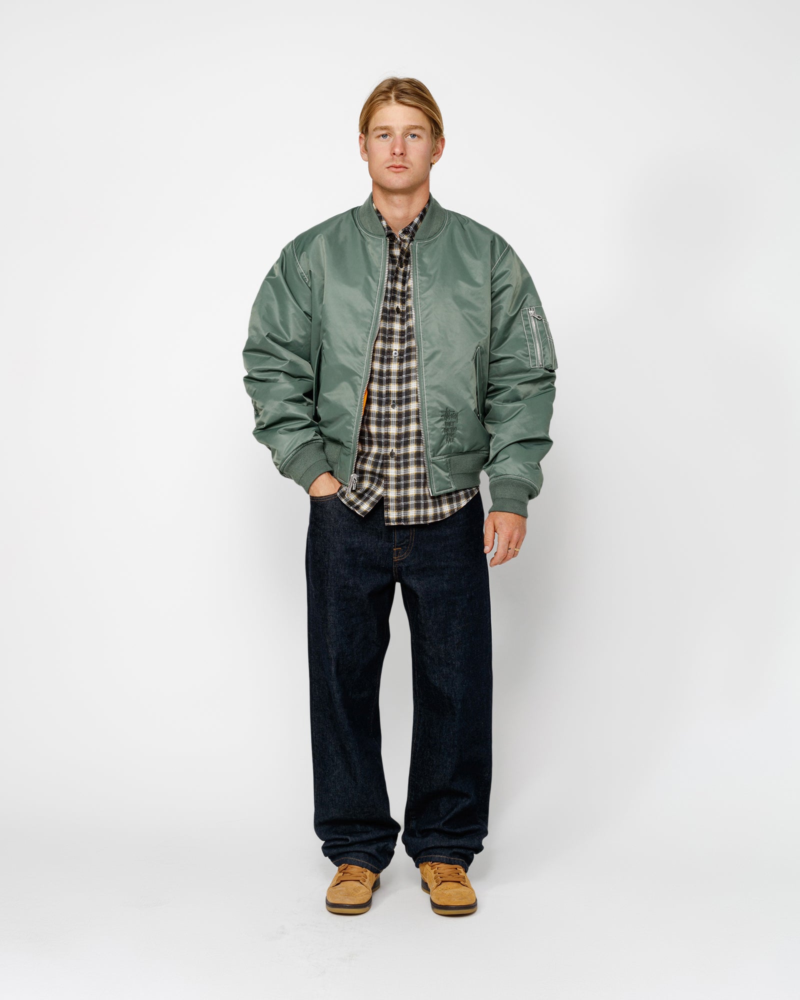 Built Reversible Bomber Jacket in green – Stüssy Europe