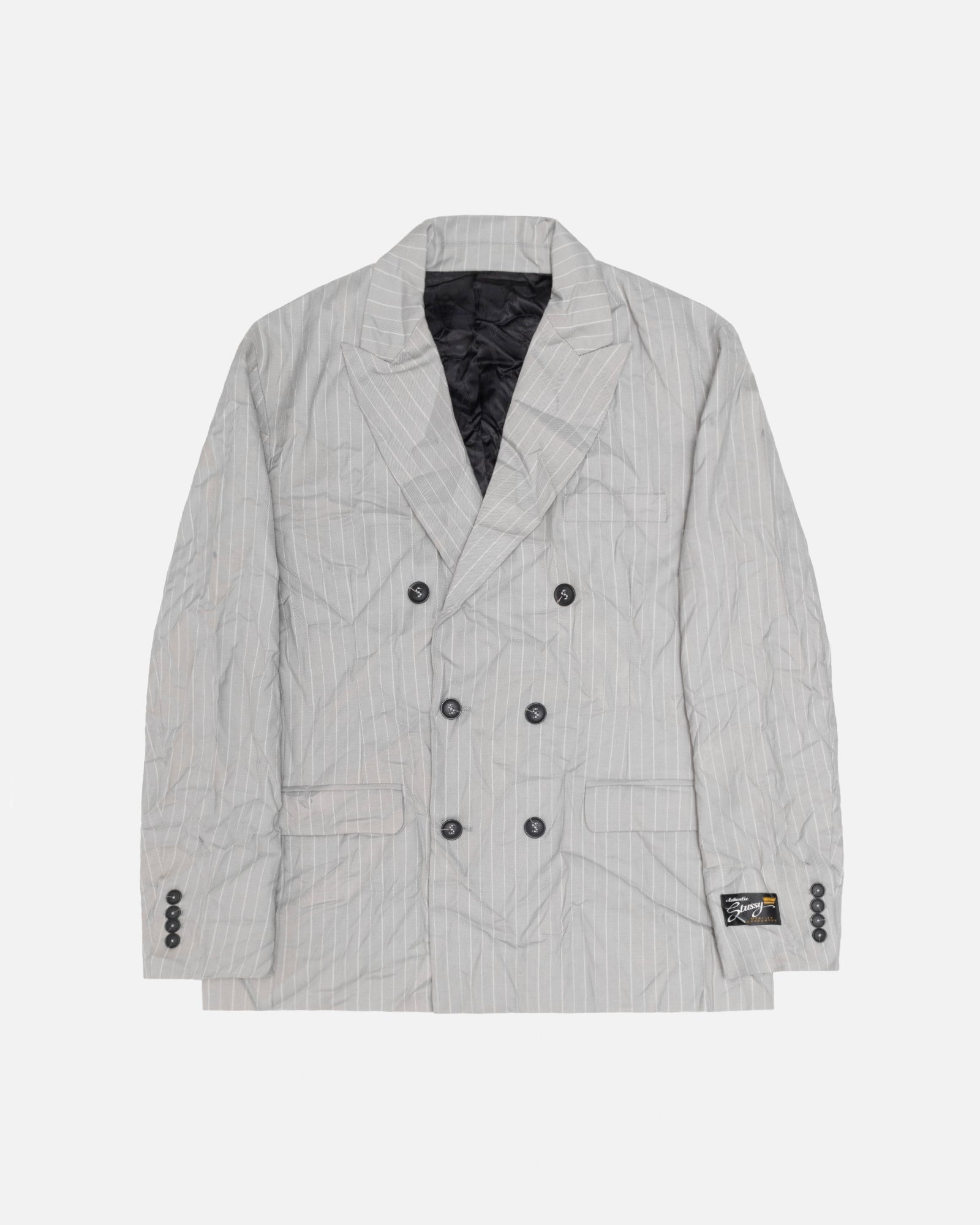 Double-Breasted Blazer Wrinkled Stripe in grey – Stüssy Europe