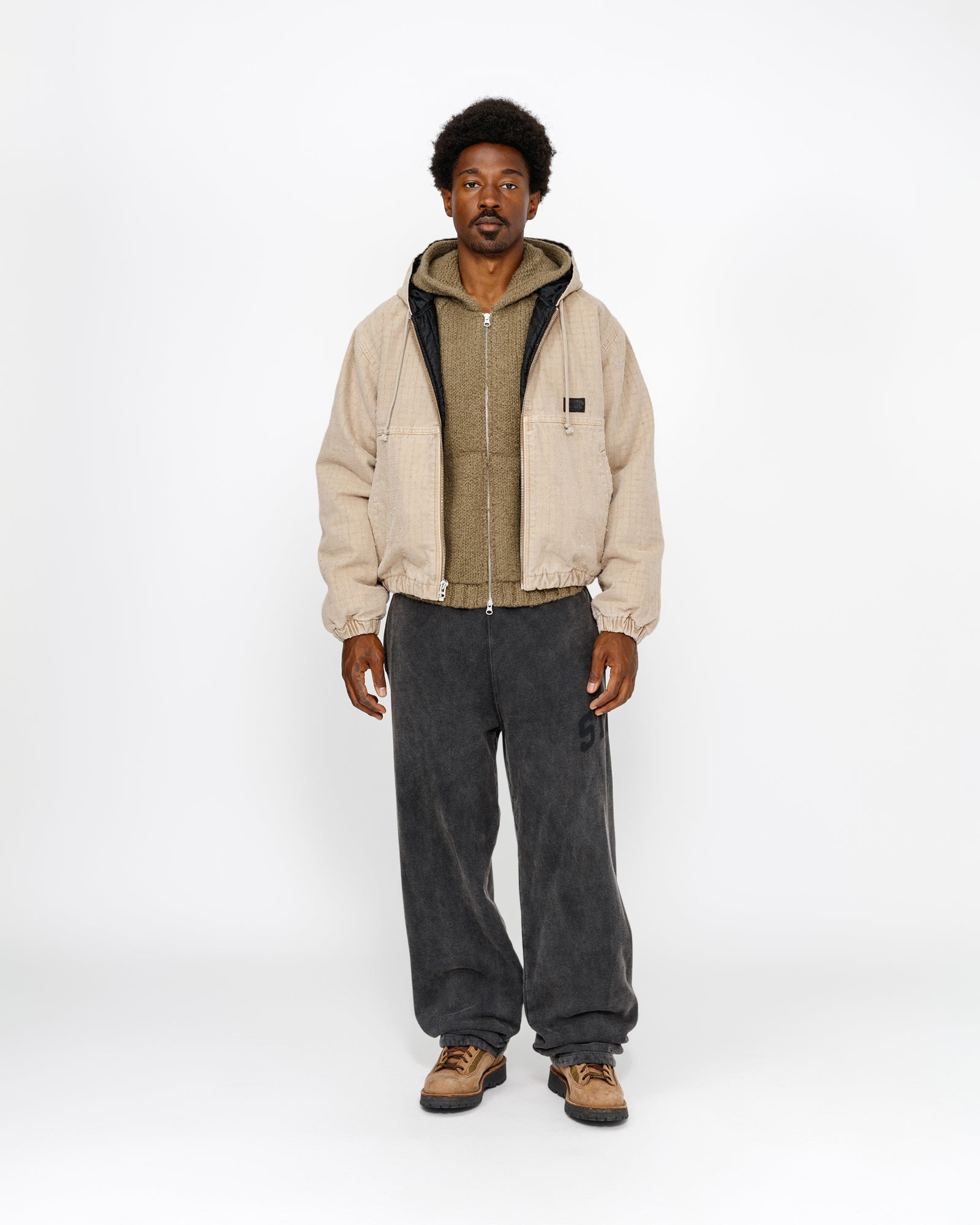 STUSSY WASHED CANVAS SHOP JACKET khaki STUSSY WASHED CANVAS SHOP JACKET khaki