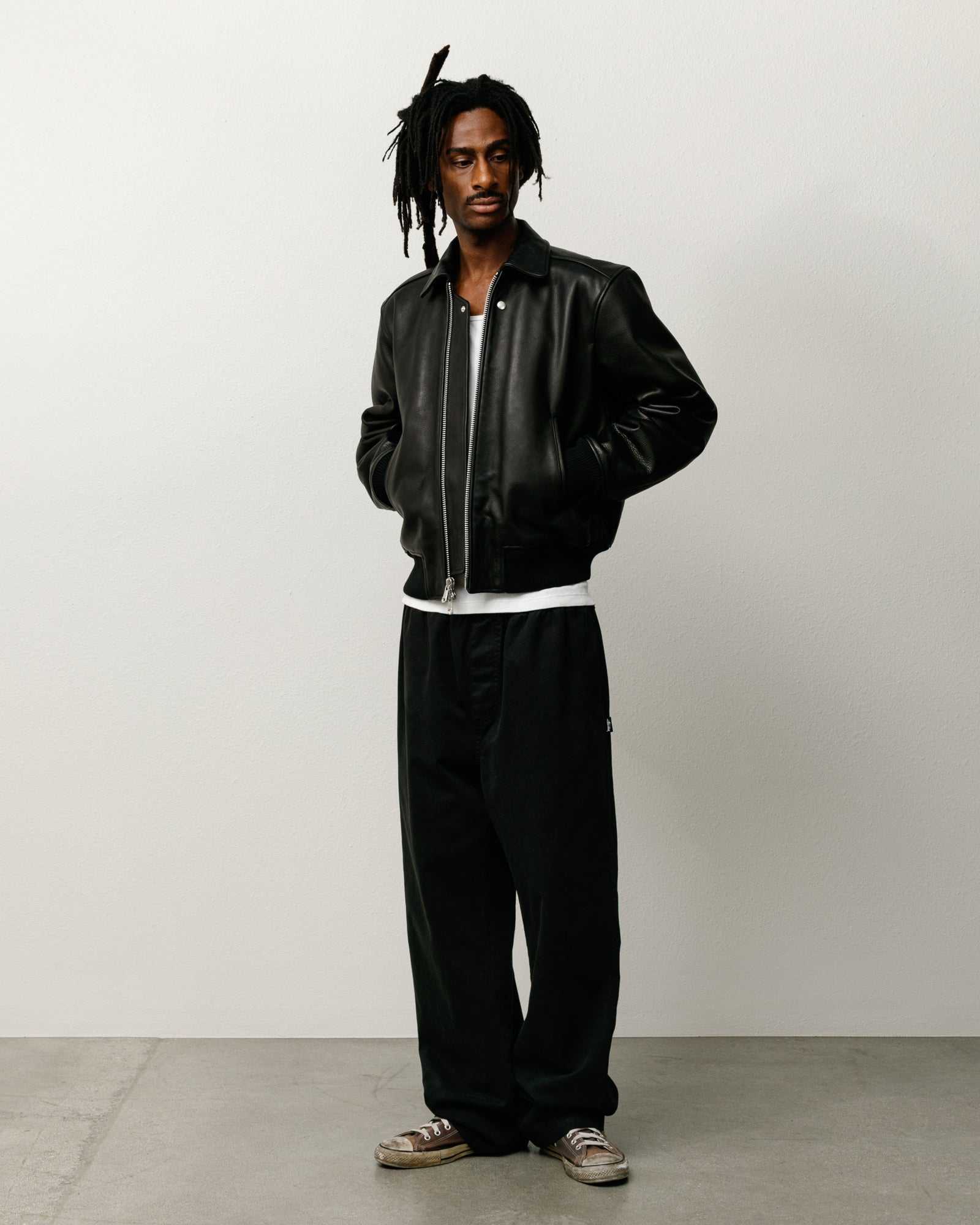 激レア Stussy LEATHER FLIGHT JACKET Sサイズ Stussy Leather Flight Jacket Black Men's - FW24 - US