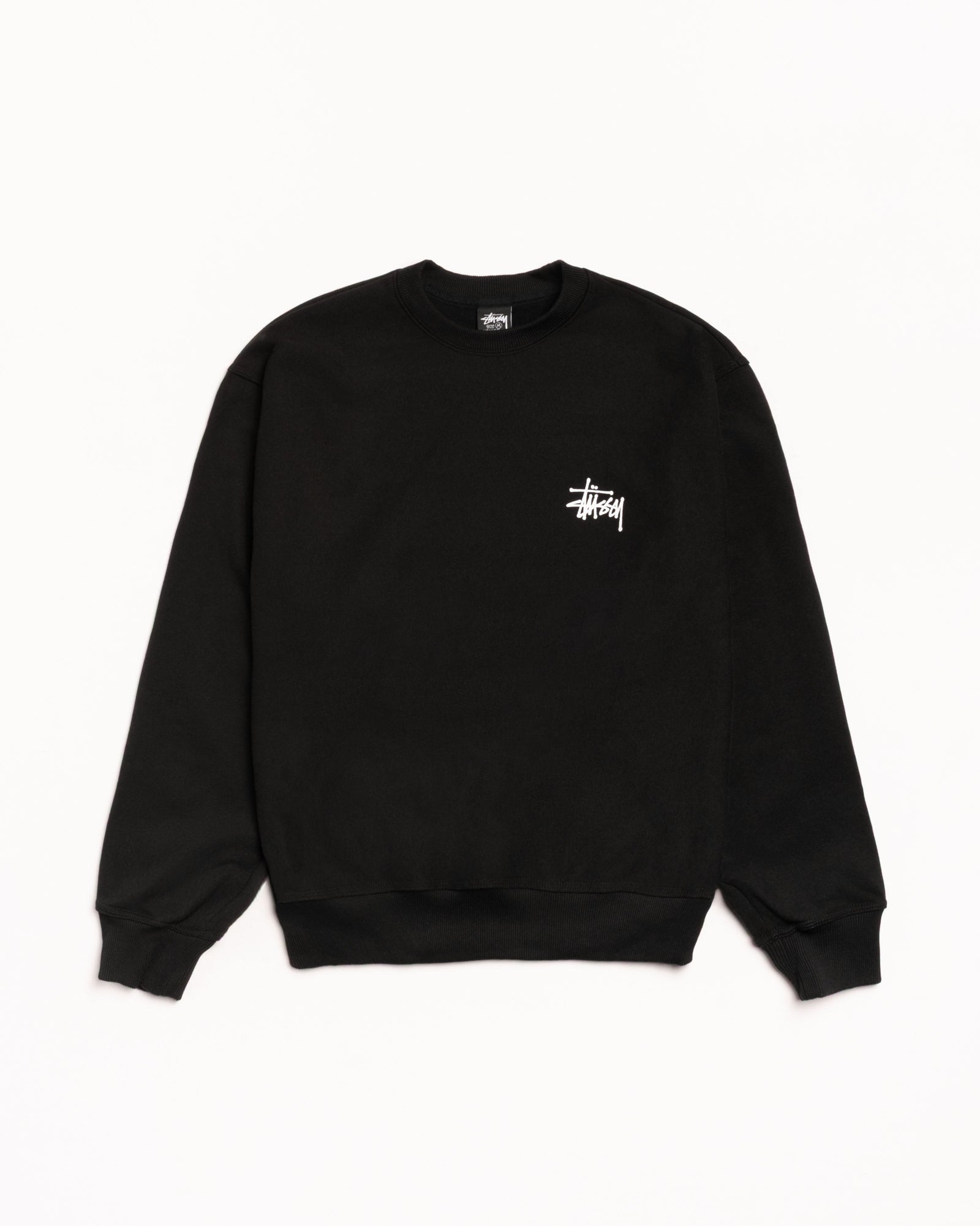 Basic Stüssy Crew – Black | Crew Sweats | Stüssy Europe