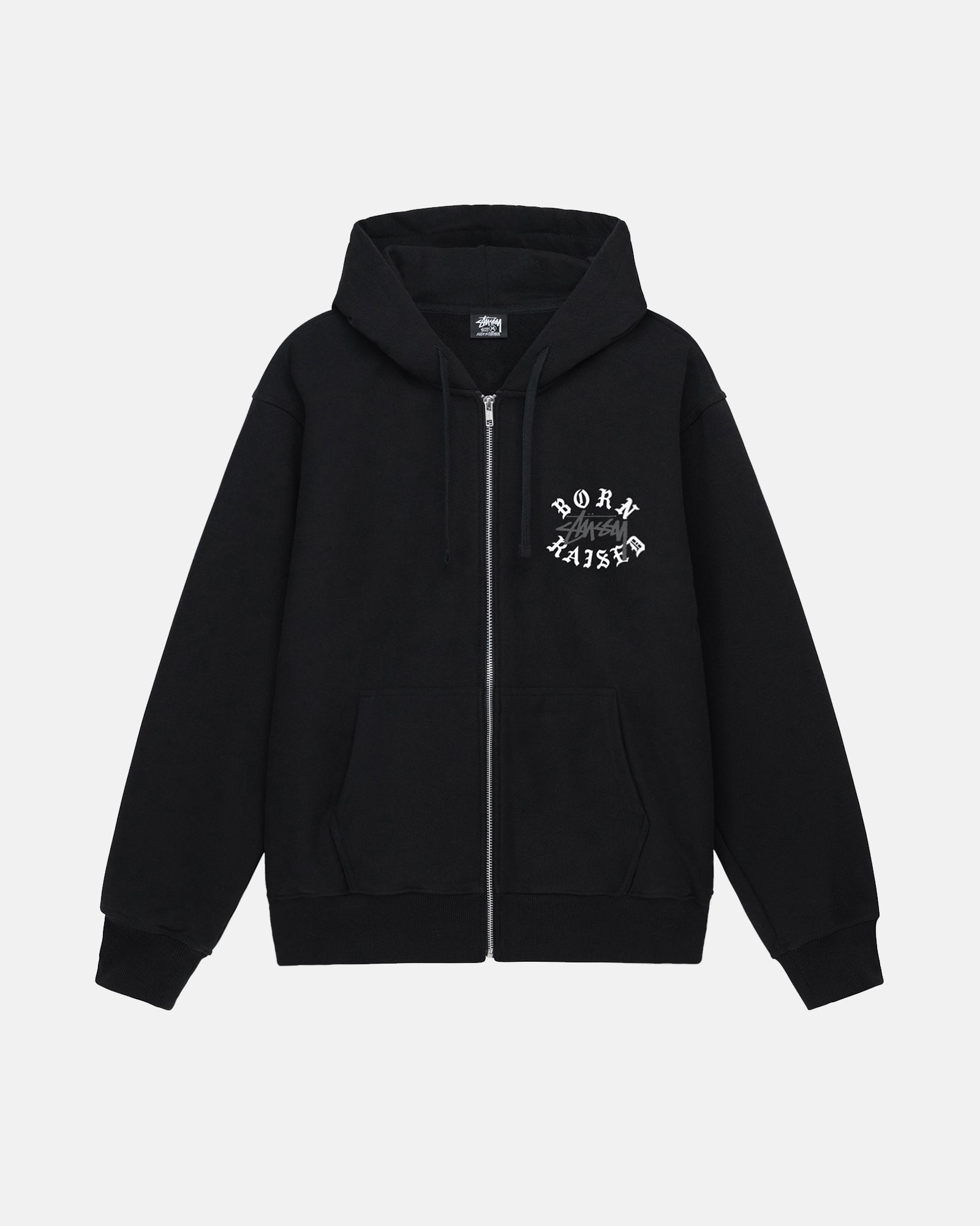 STUSSY & BORN X RAISED LOGO ZIP HOODIE-