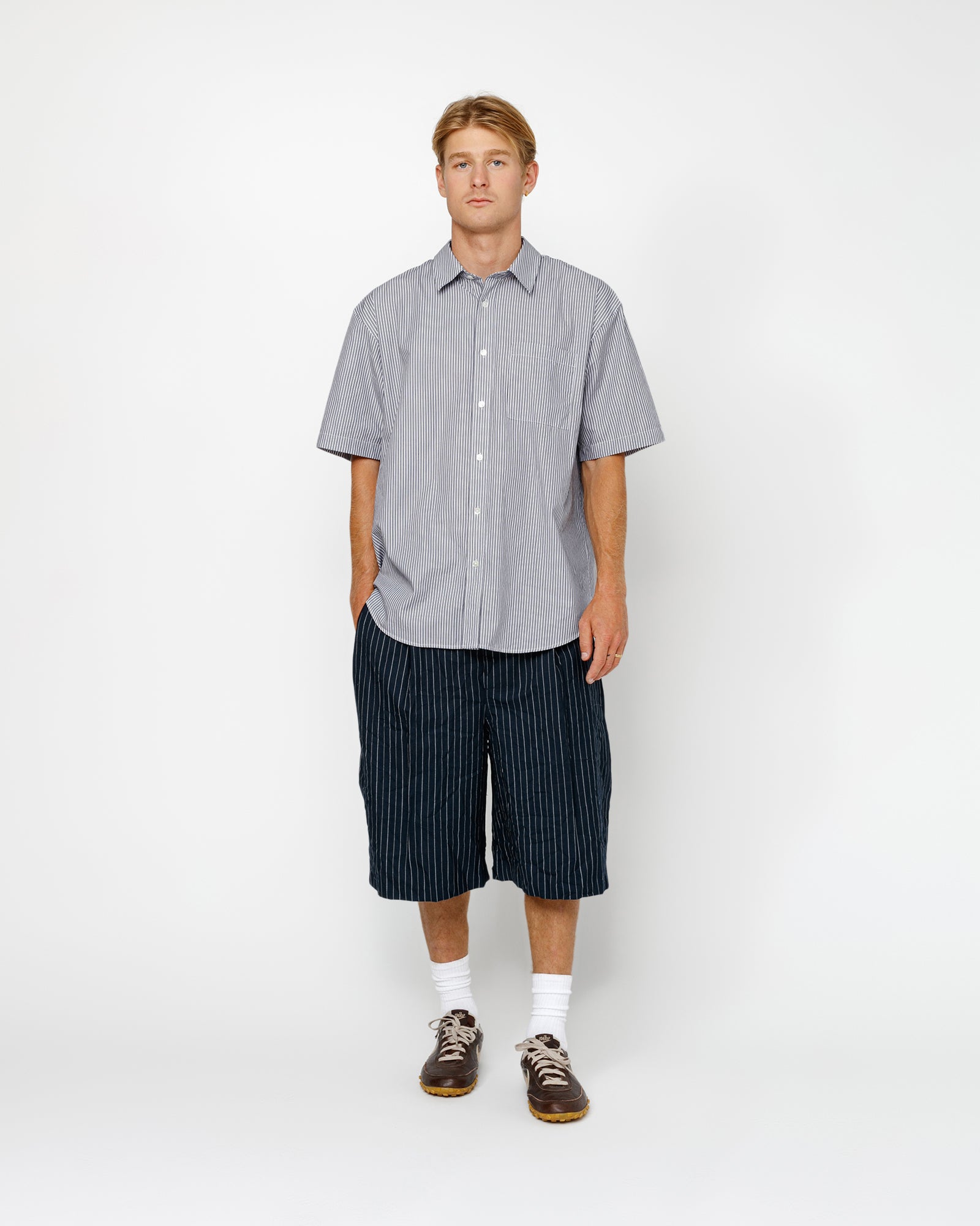 Boxy Ss Shirt 8 Ball Stripe in navy – Stüssy Europe