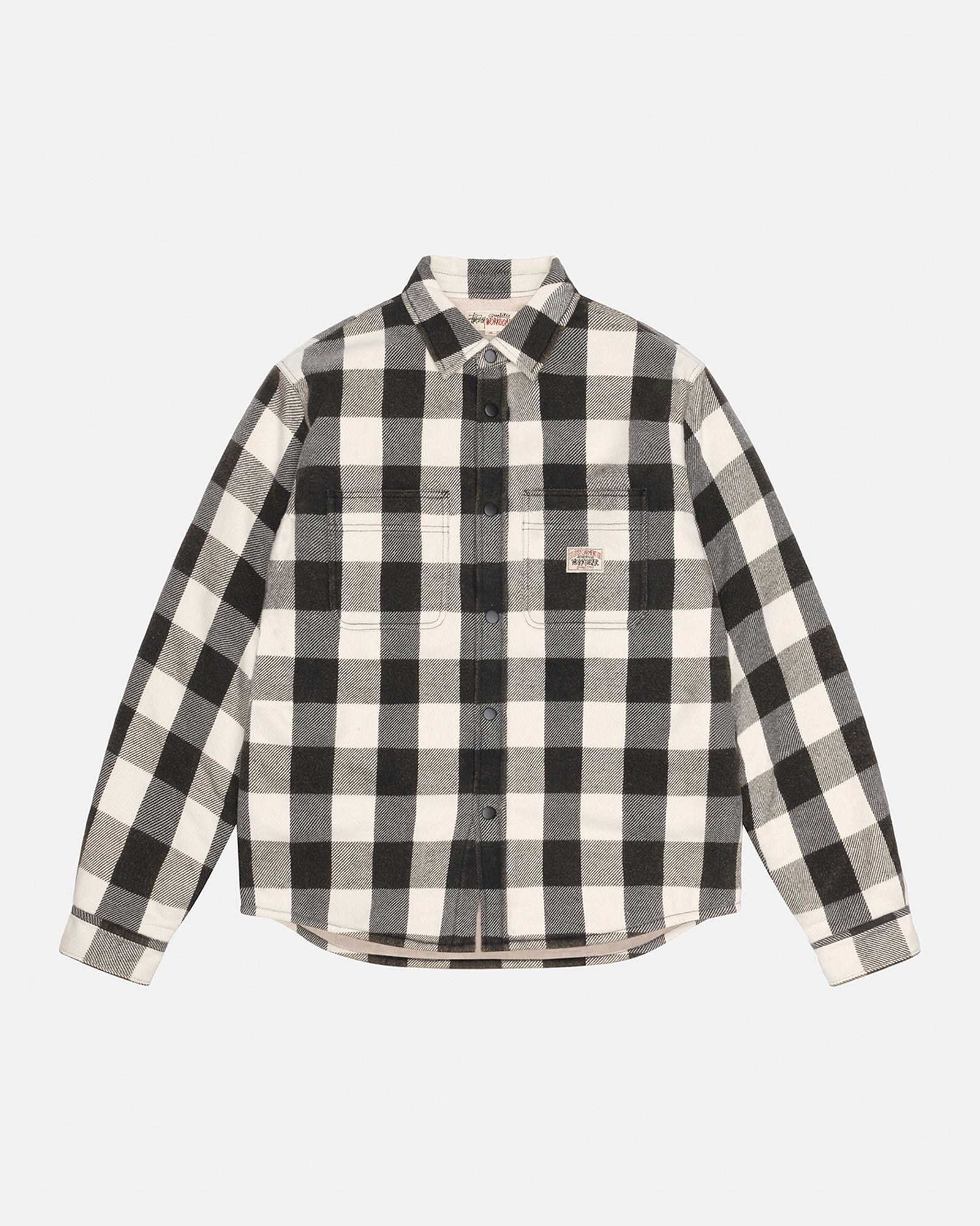 Sherpa Lined Buffalo Plaid Shirt in bone – Stüssy Europe