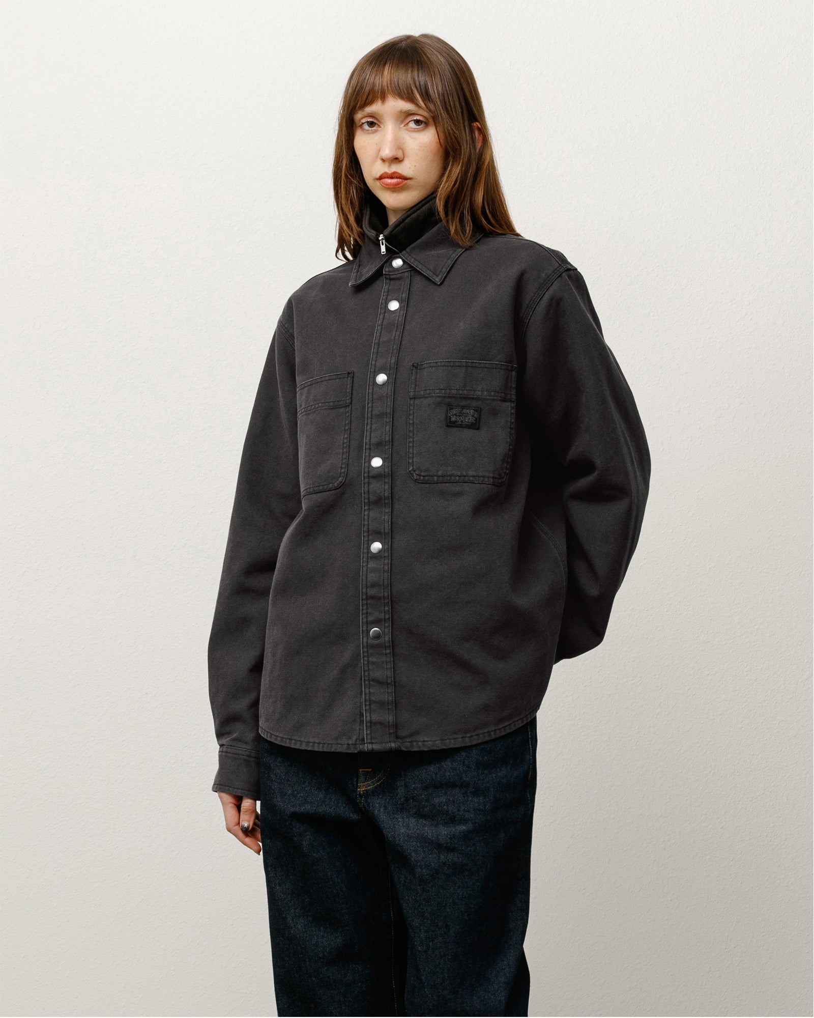 Heavy Washed Canvas Shirt – Black | Tops | Stüssy Europe