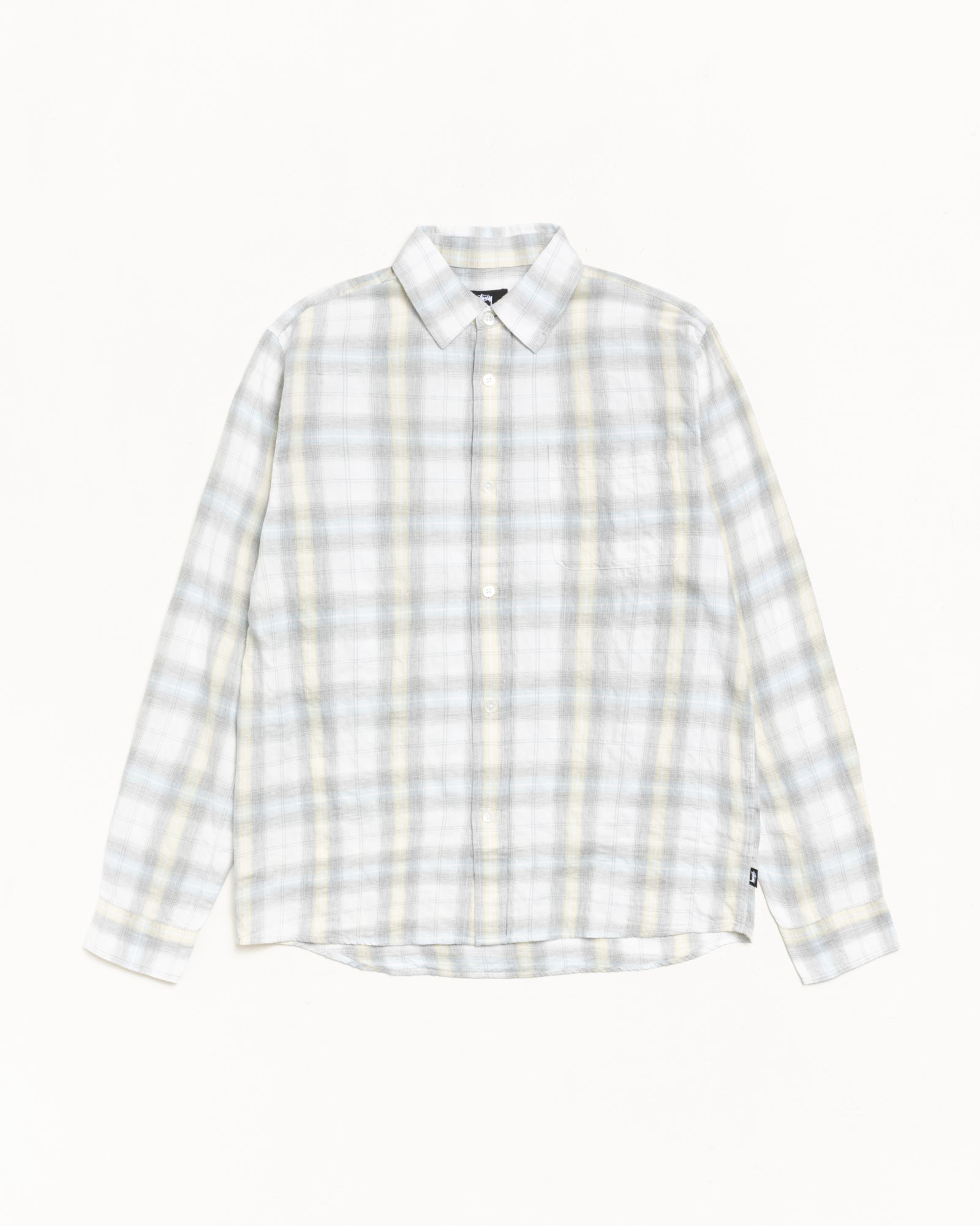 Beach Plaid Shirt Mens Long Sleeve In Off White