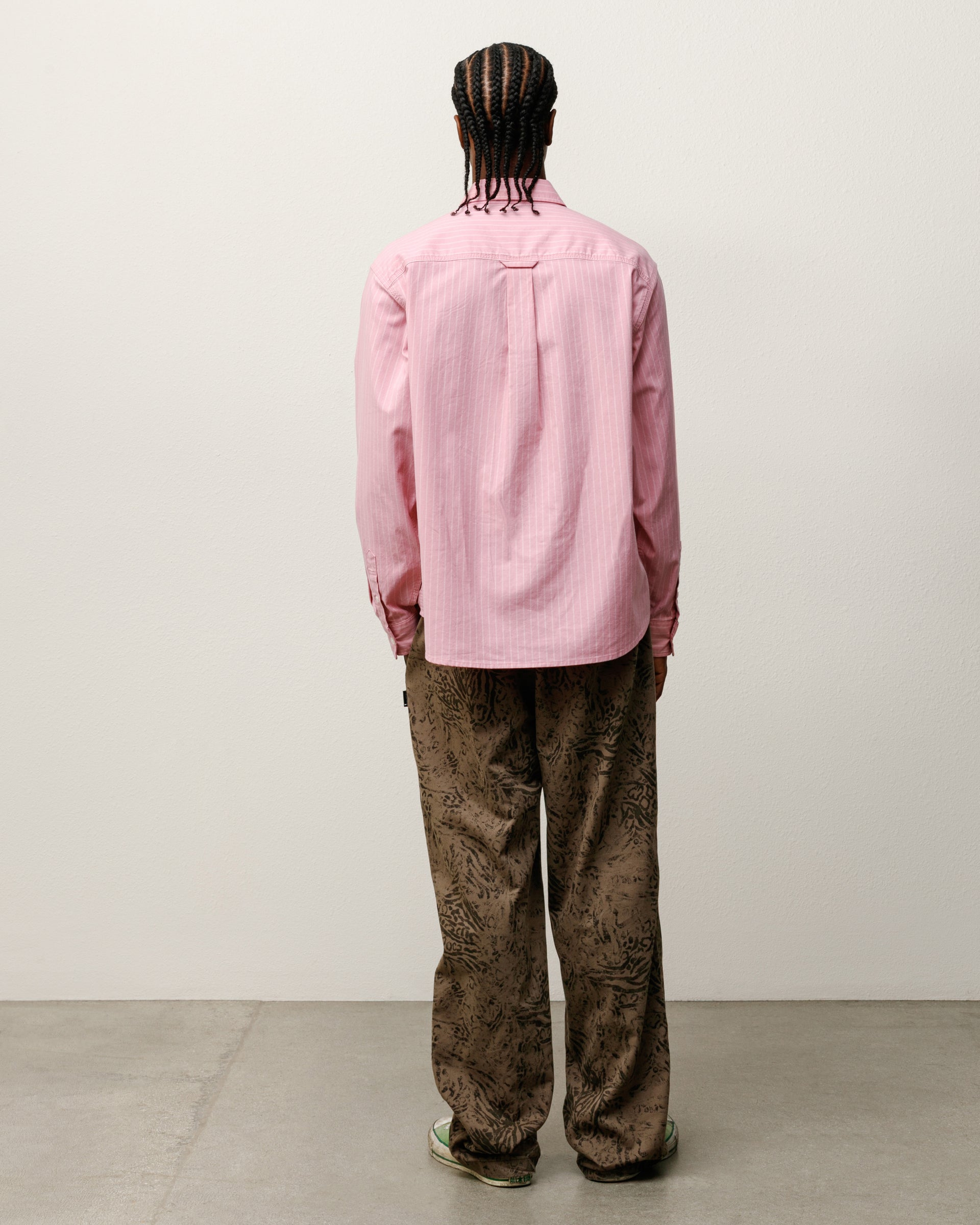 Oxford Ls Shirt Mens Long Sleeve In Pink Stripe