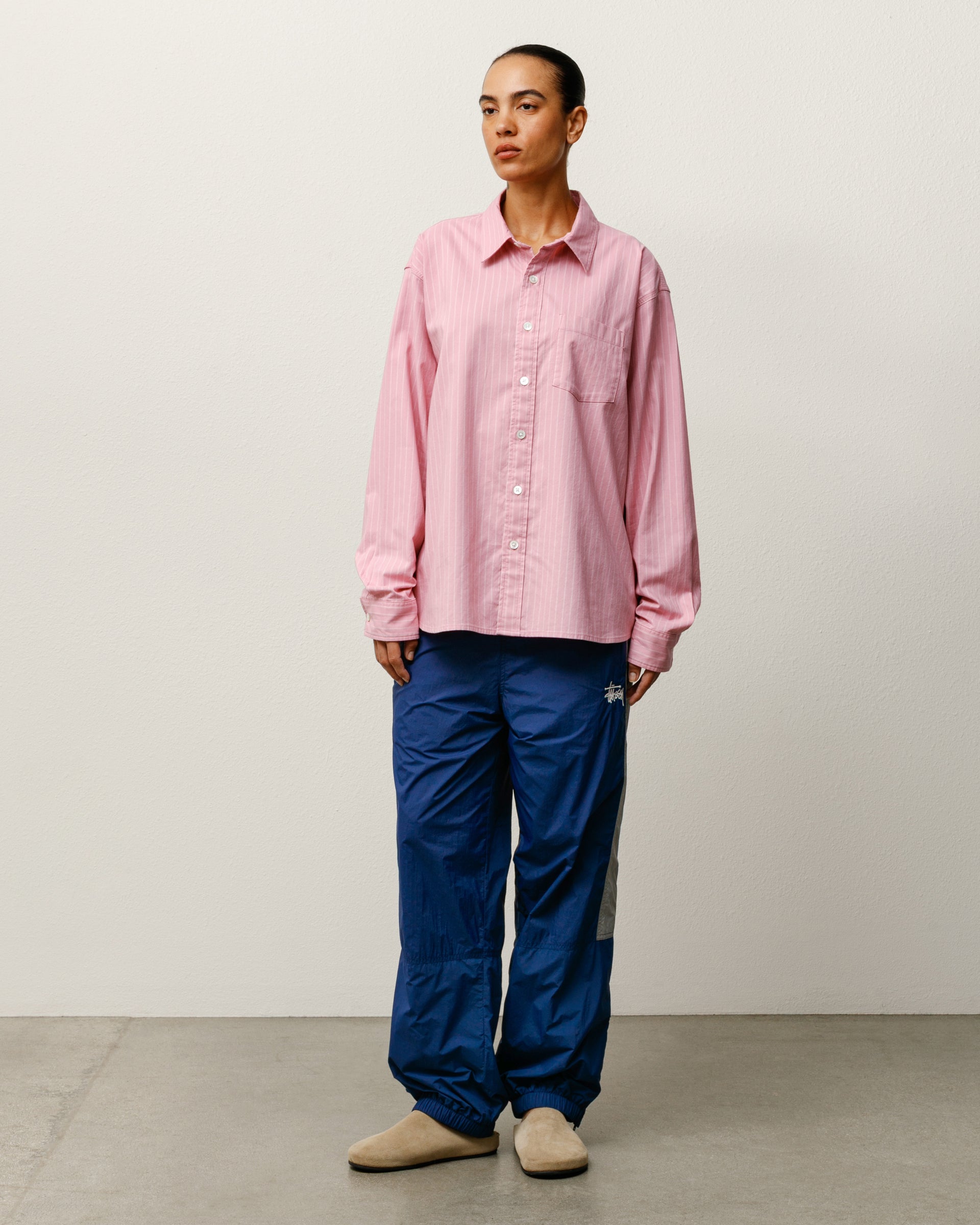 Oxford Ls Shirt Mens Long Sleeve In Pink Stripe