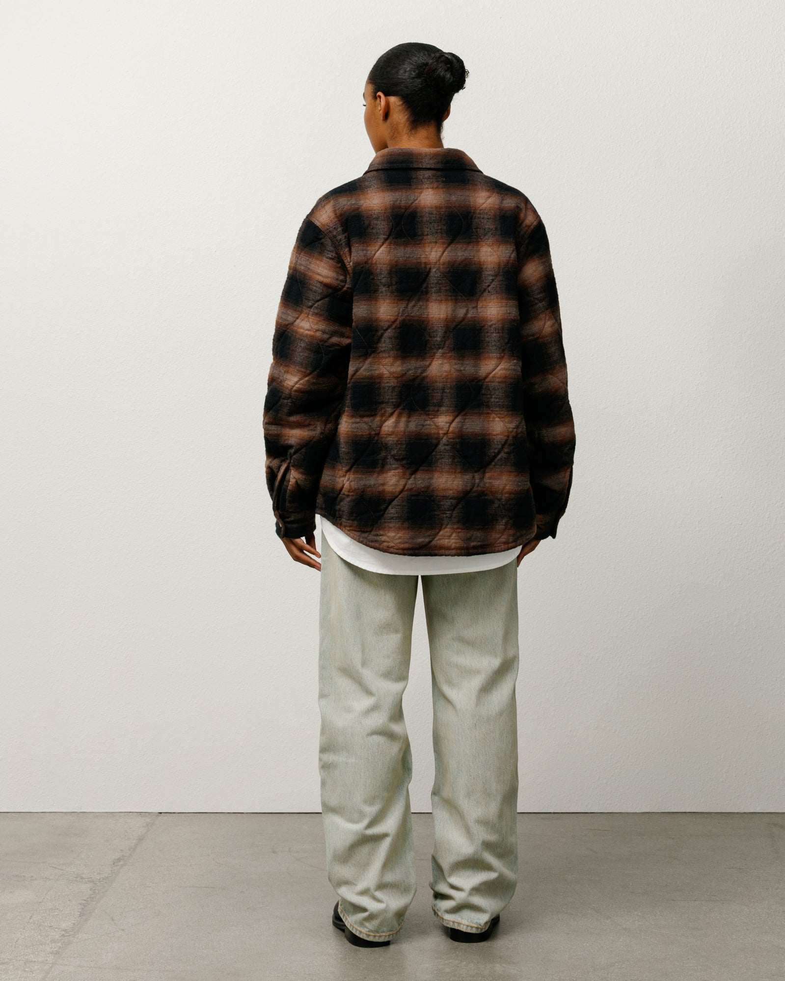 Quilted Plaid Shirt Jacket – Brown | Tops & Shirts | Stüssy Europe