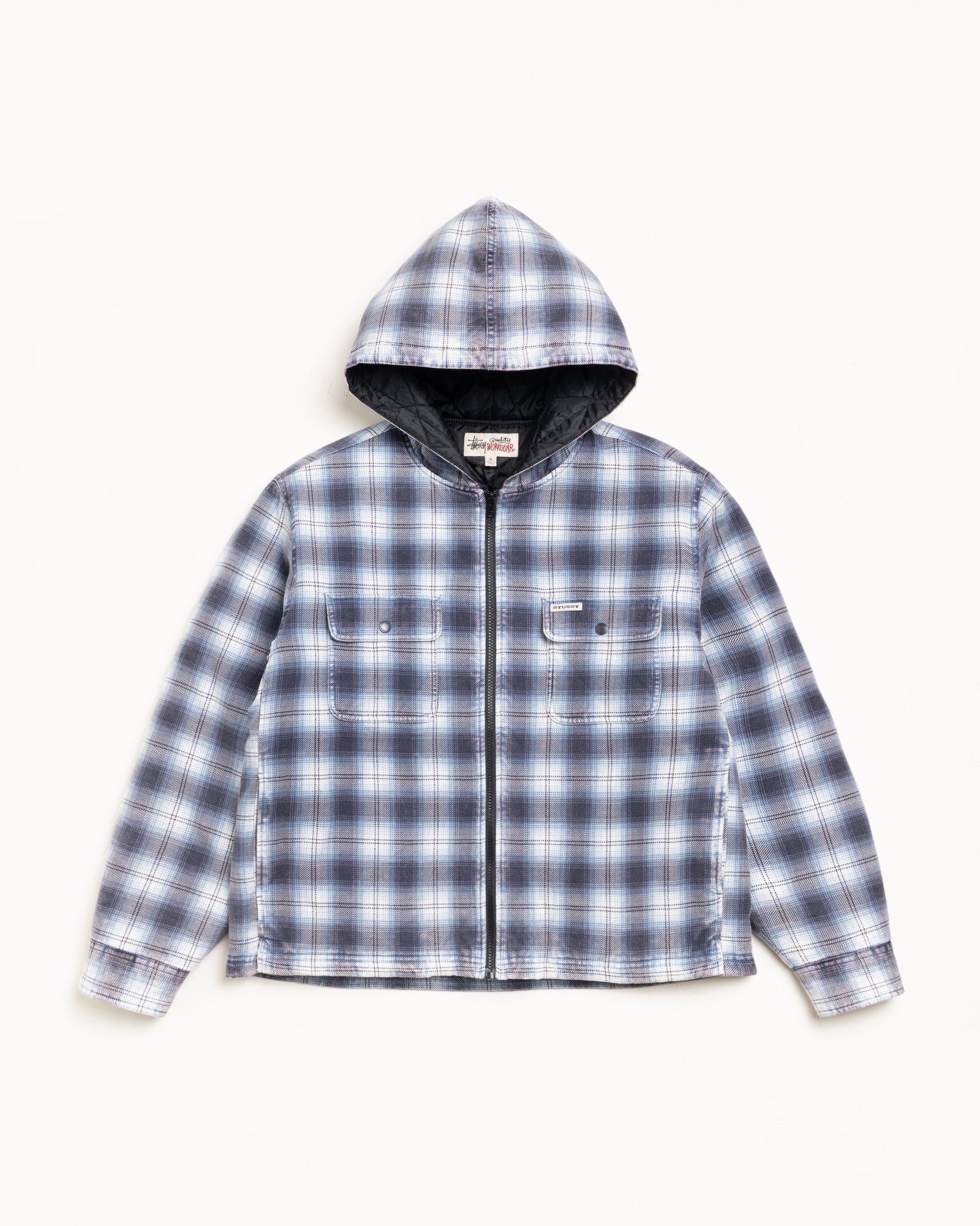 Zip Hooded Plaid Shirt – Blue | Outerwear | Stüssy Europe
