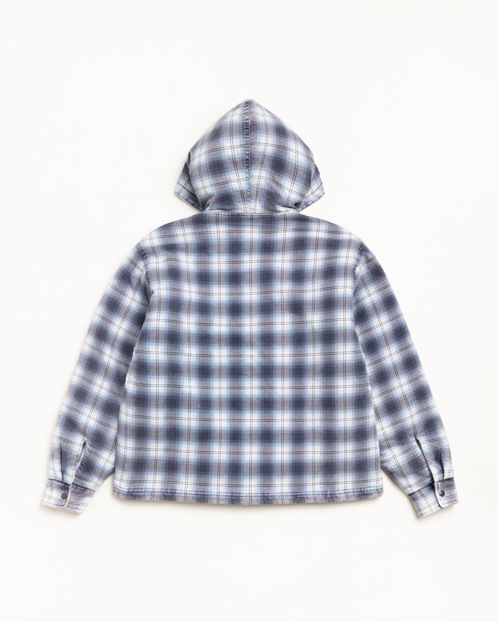 Zip Hooded Plaid Shirt - Blue | Outerwear | Stüssy Europe
