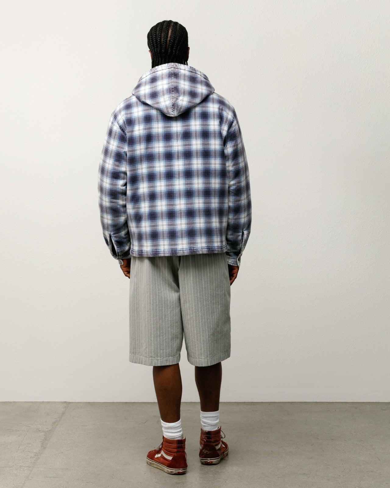 Zip Hooded Plaid Shirt - Blue | Outerwear | Stüssy Europe