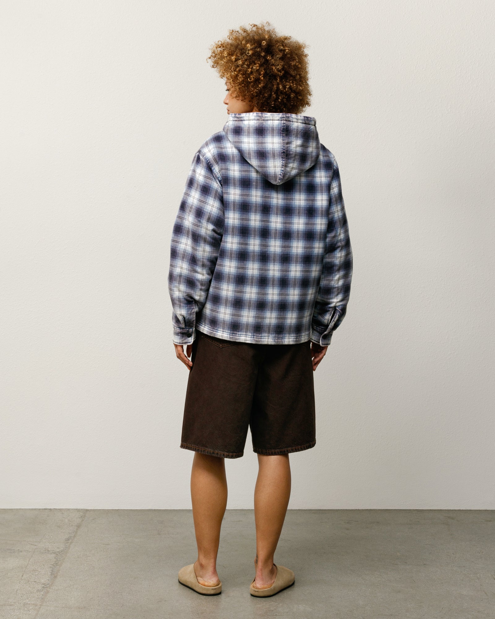 ZIP HOODED PLAID SHIRT