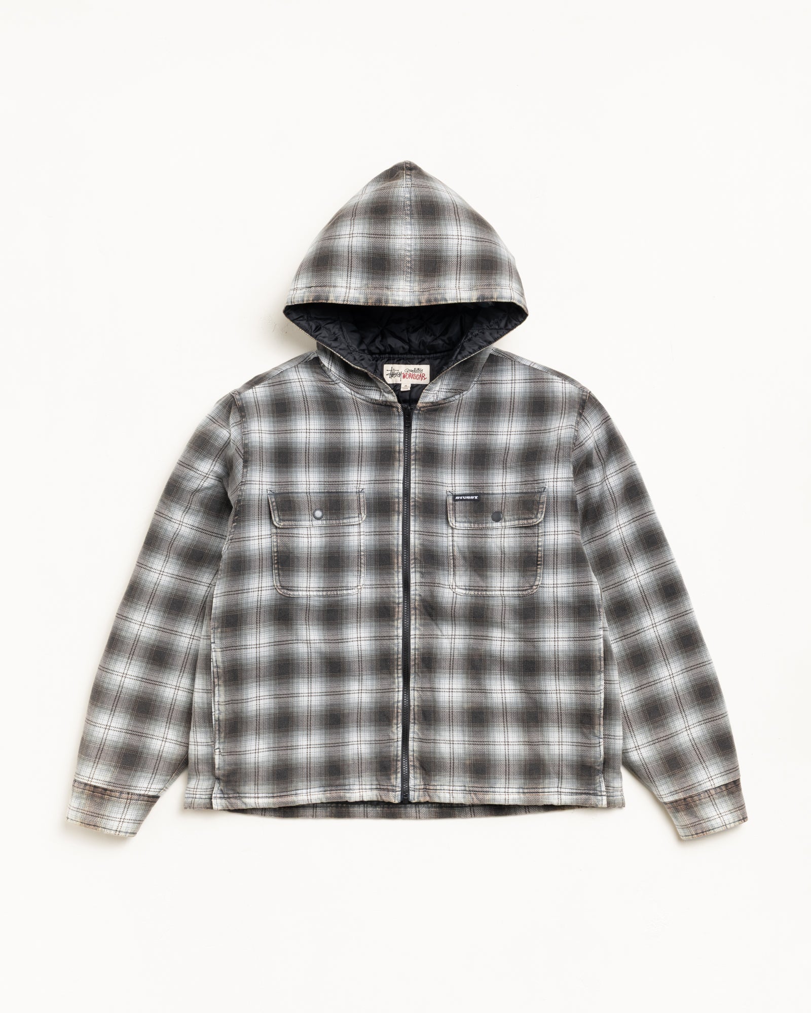 Zip Hooded Plaid Shirt – Charcoal | Outerwear | Stüssy Europe