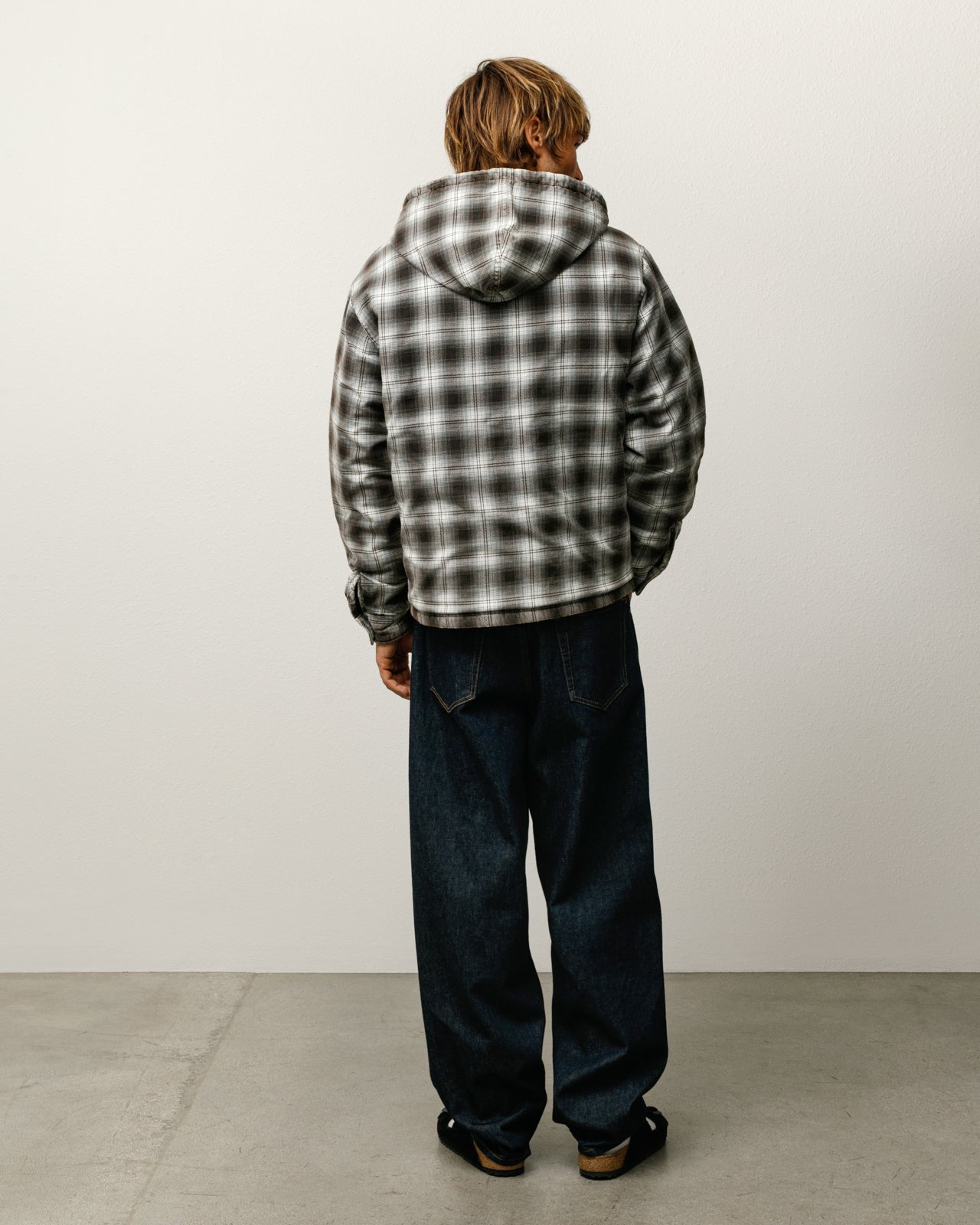 Zip Hooded Plaid Shirt - Charcoal | Outerwear | Stüssy Europe