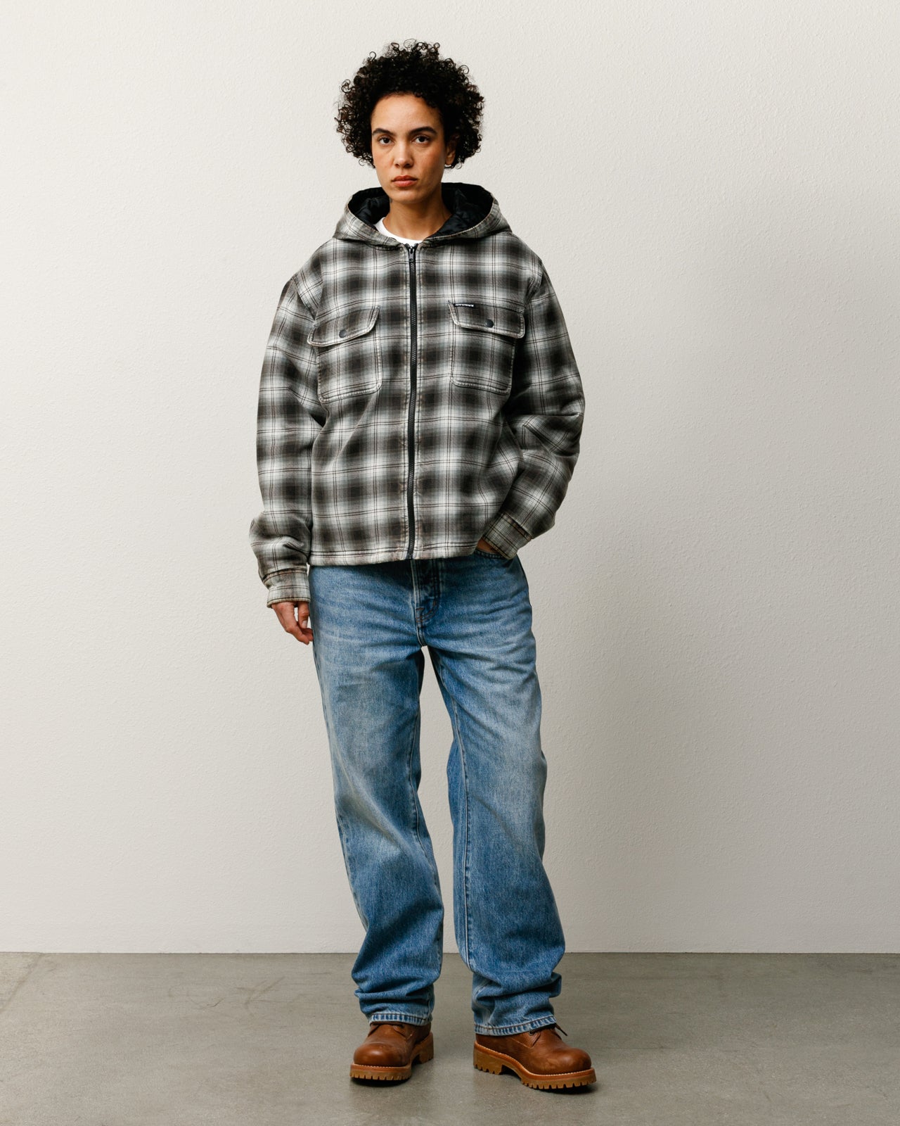 Zip Hooded Plaid Shirt – Charcoal | Outerwear | Stüssy Europe
