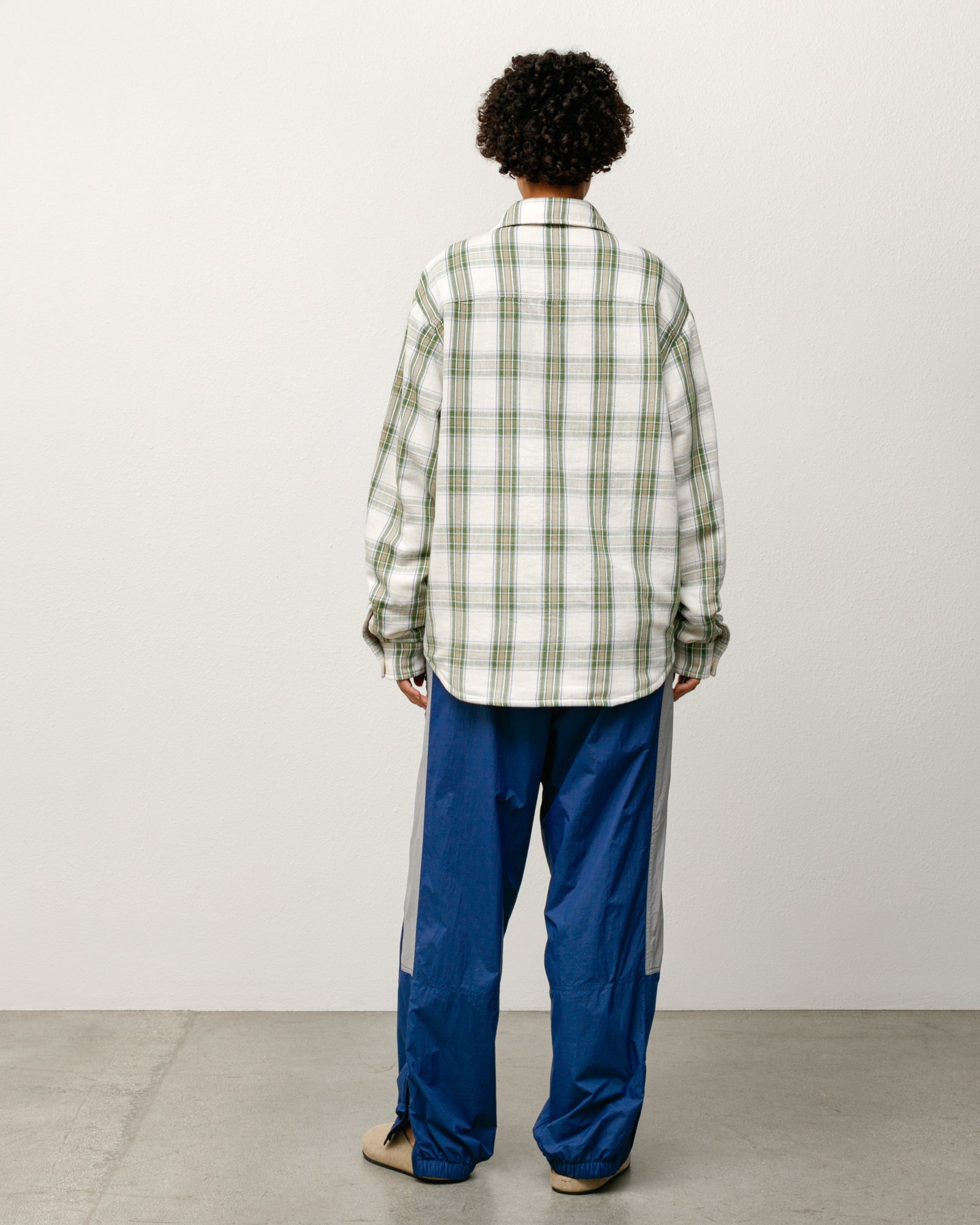 Lau Plaid Shirt Jacket Mens Long Sleeve In Off White