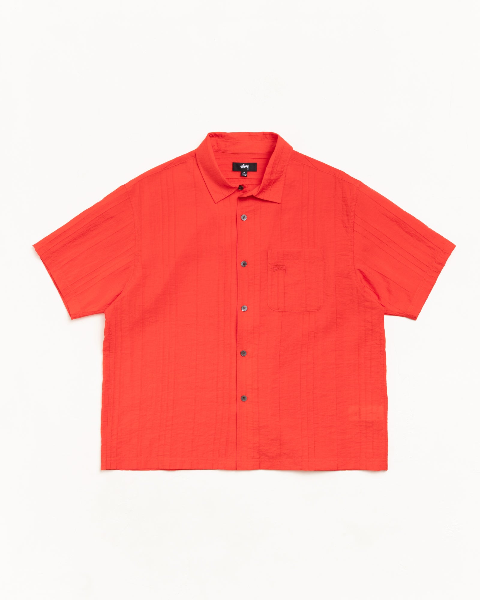 Pleated Textured Shirt Me ns Long Sleeve In Red