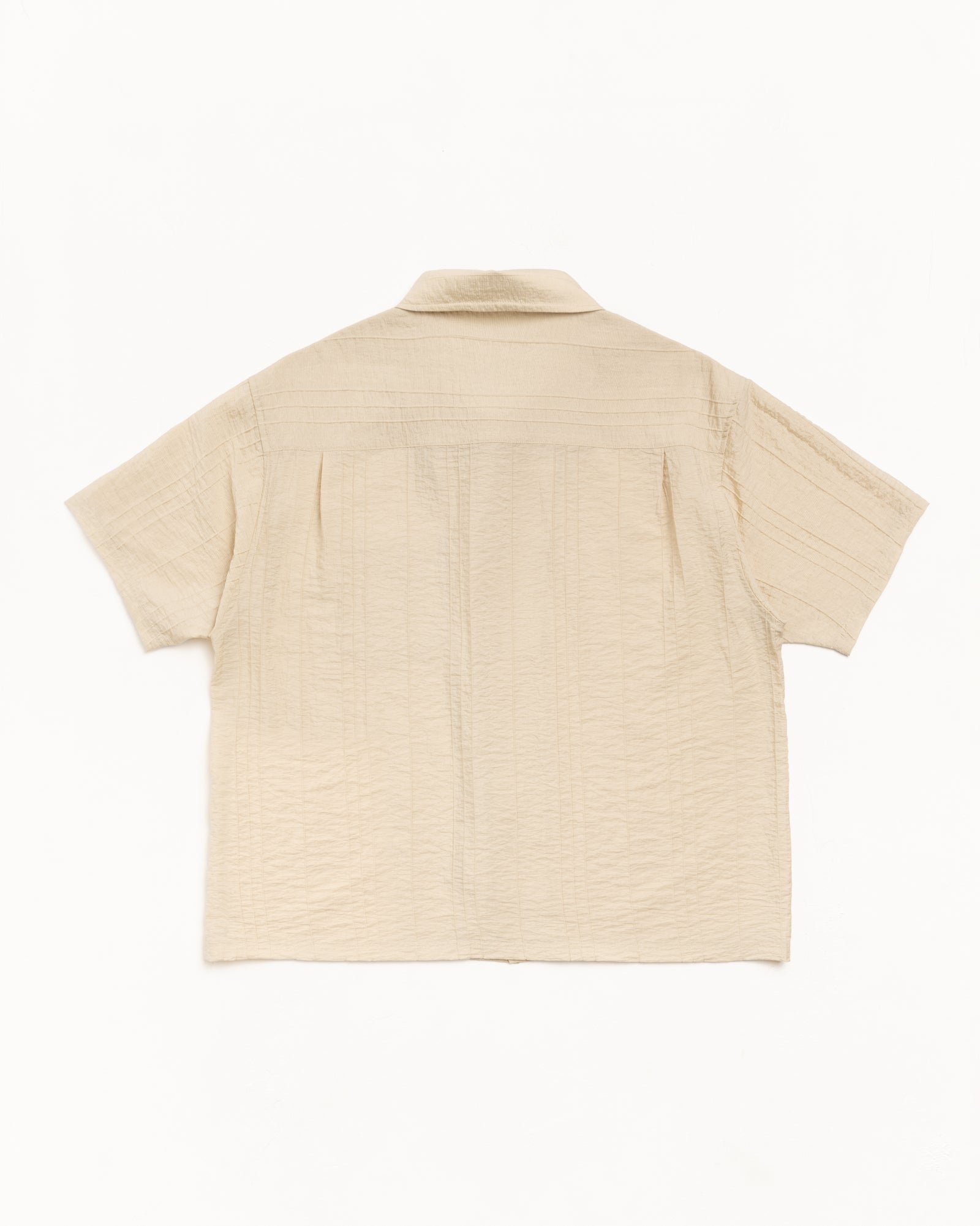 Pleated Textured Shirt Mens Long Sleeve In Tan