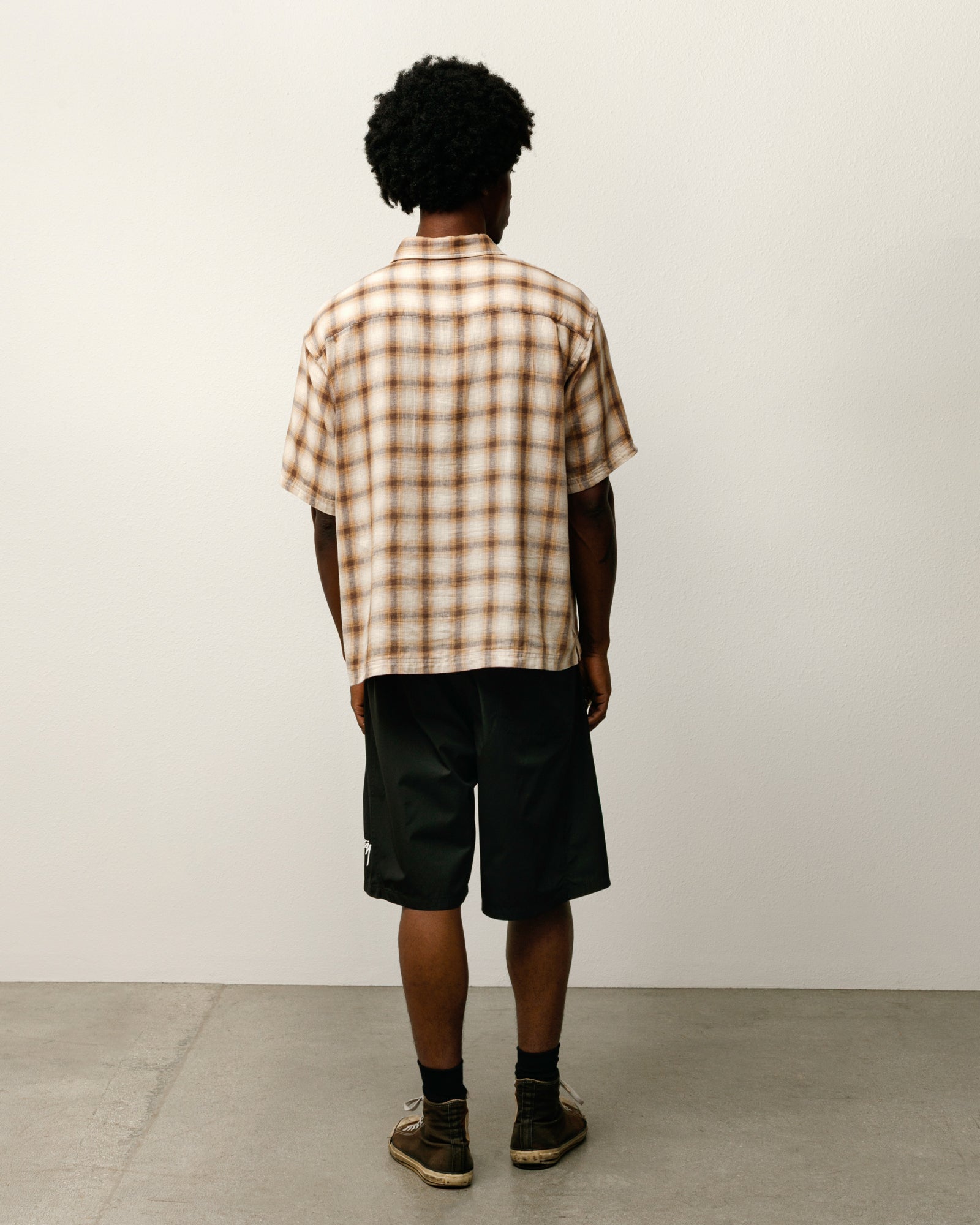 Liam Ss Plaid Shirt Mens Short Sleeve In Brown