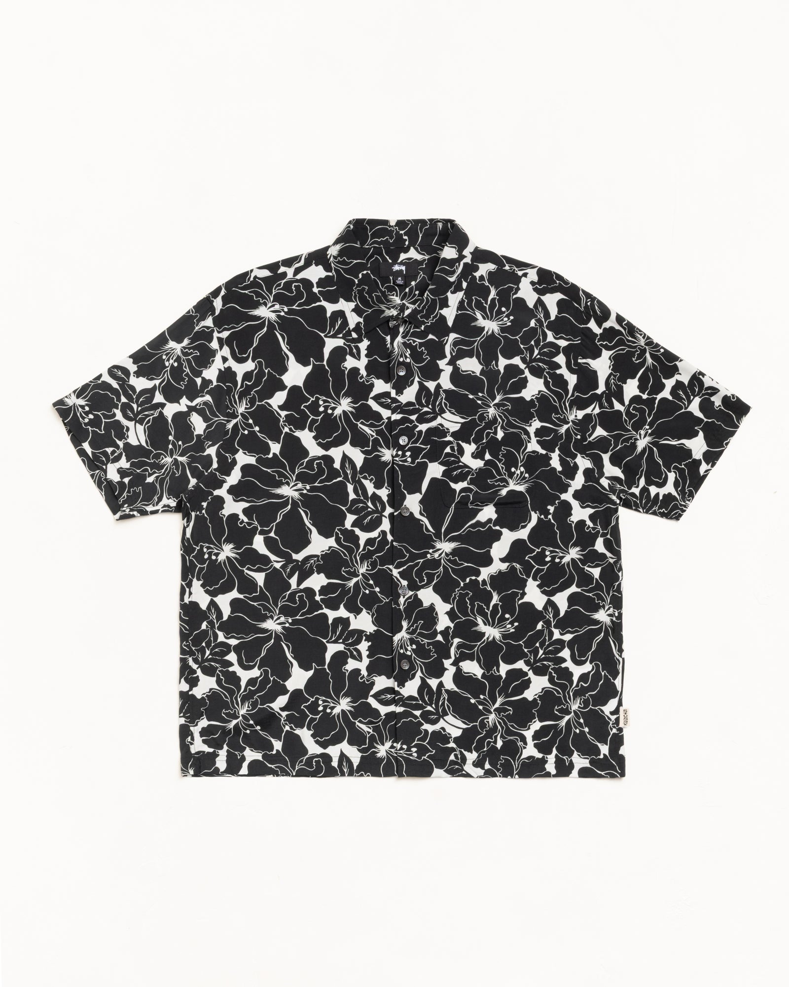 Floral Hawaiian Shirt Mens Short Sleeve In Black