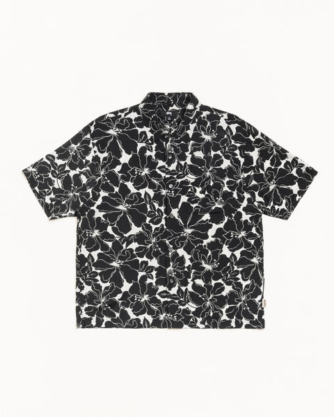Floral Hawaiian Shirt Mens Short Sleeve In Black