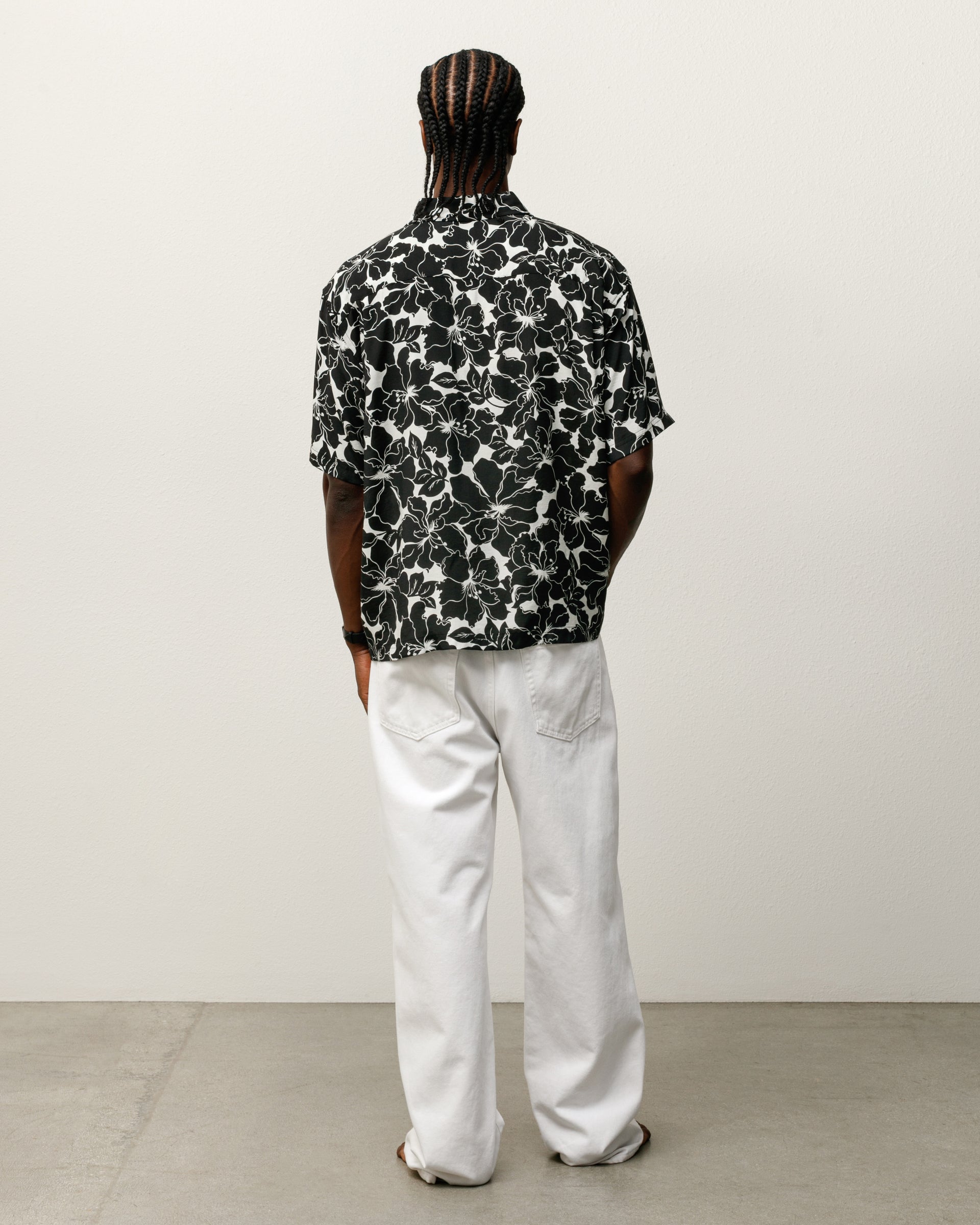 Floral Hawaiian Shirt Mens Short Sleeve In Black