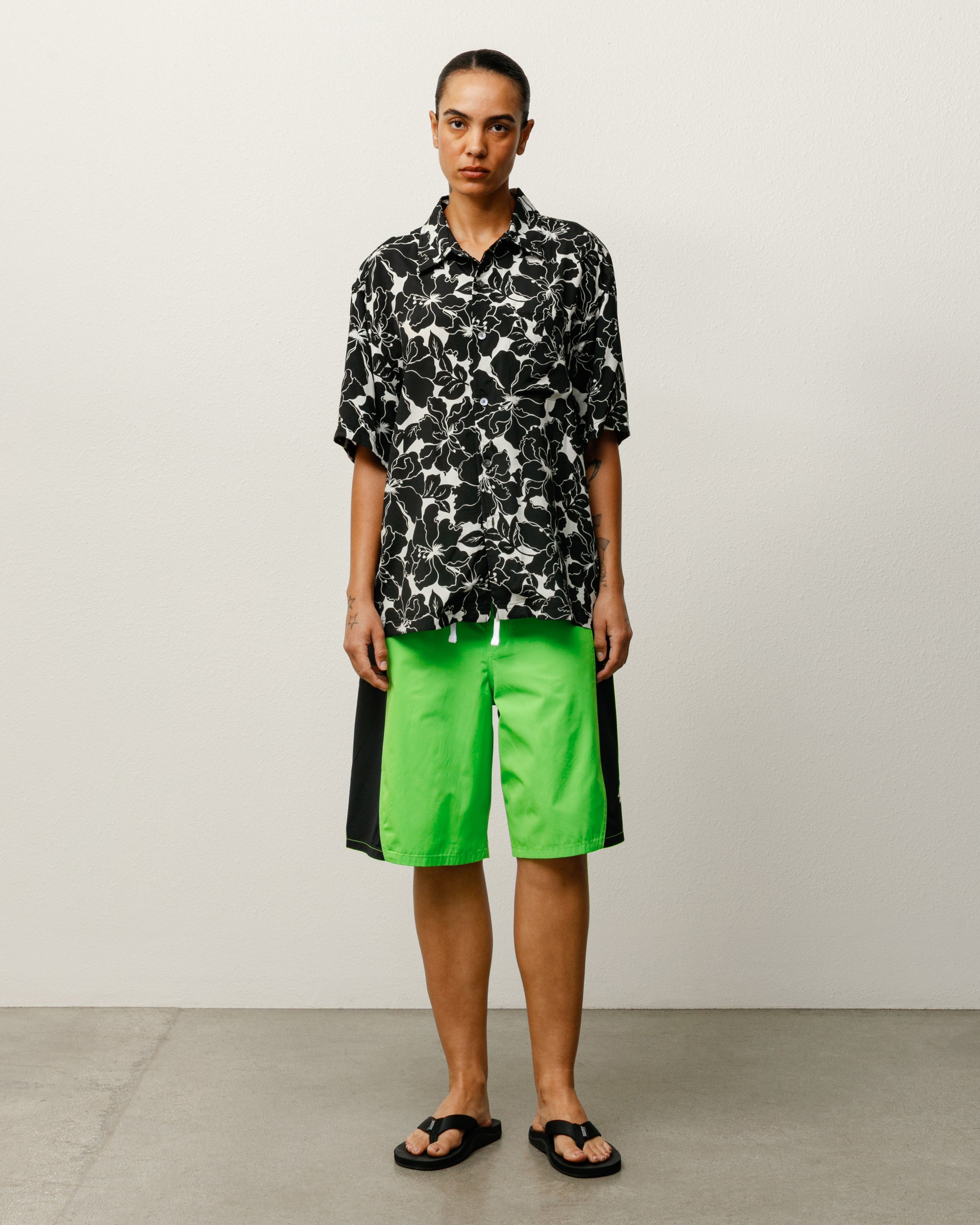 Floral Hawaiian Shirt Mens Short Sleeve In Black