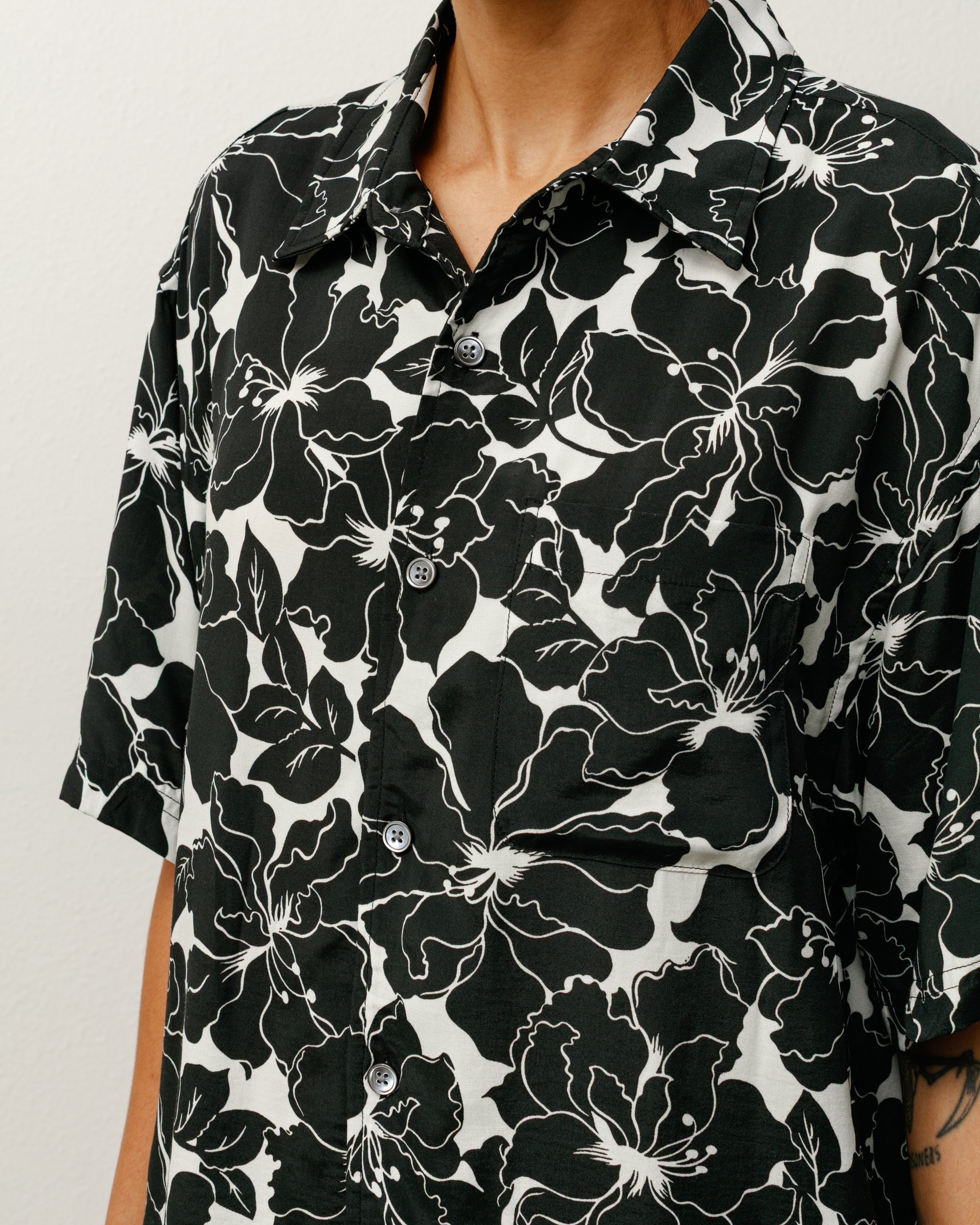 Floral Hawaiian Shirt Mens Short Sleeve In Black