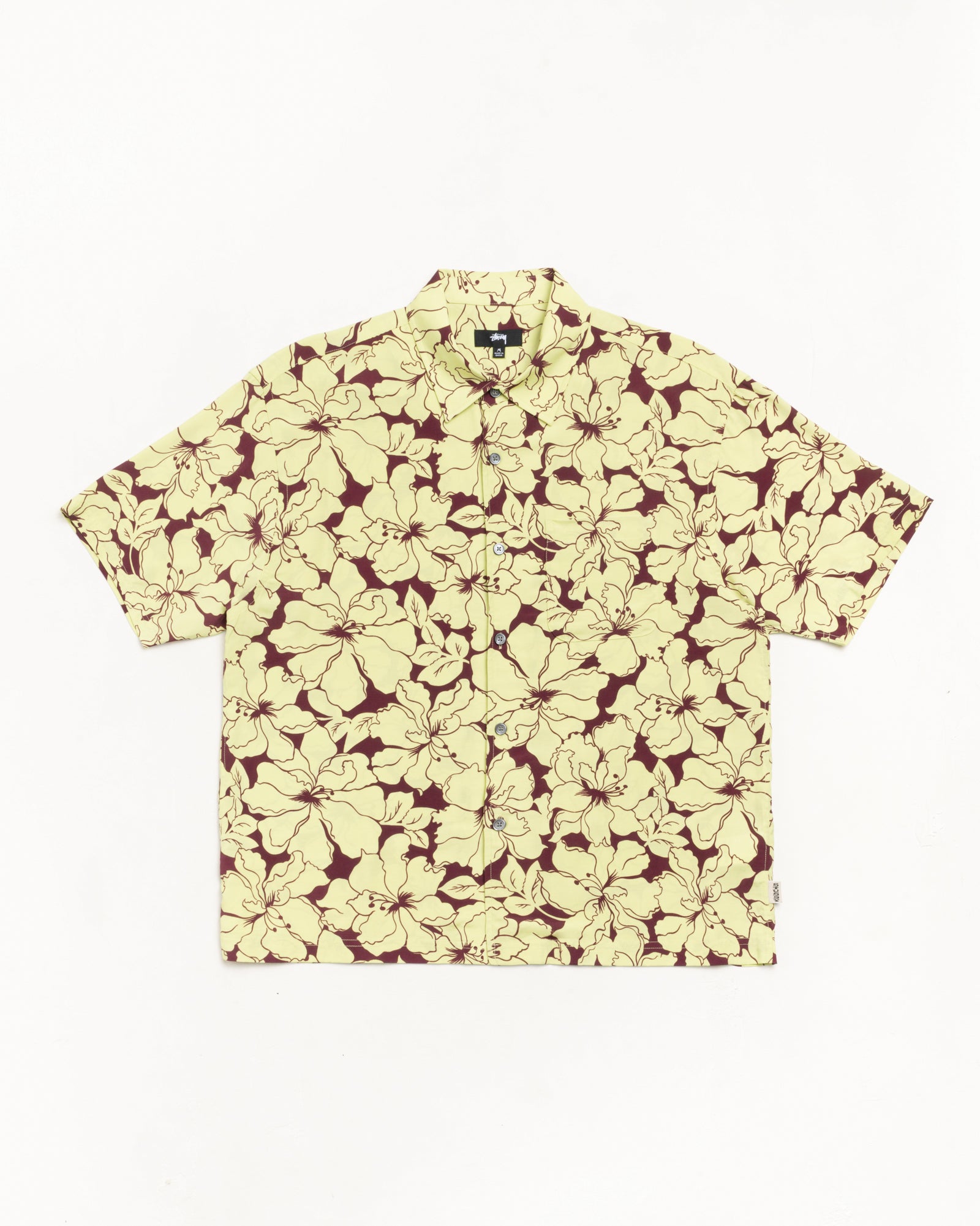 Floral Hawaiian Shirt Mens Short Sleeve In Lime