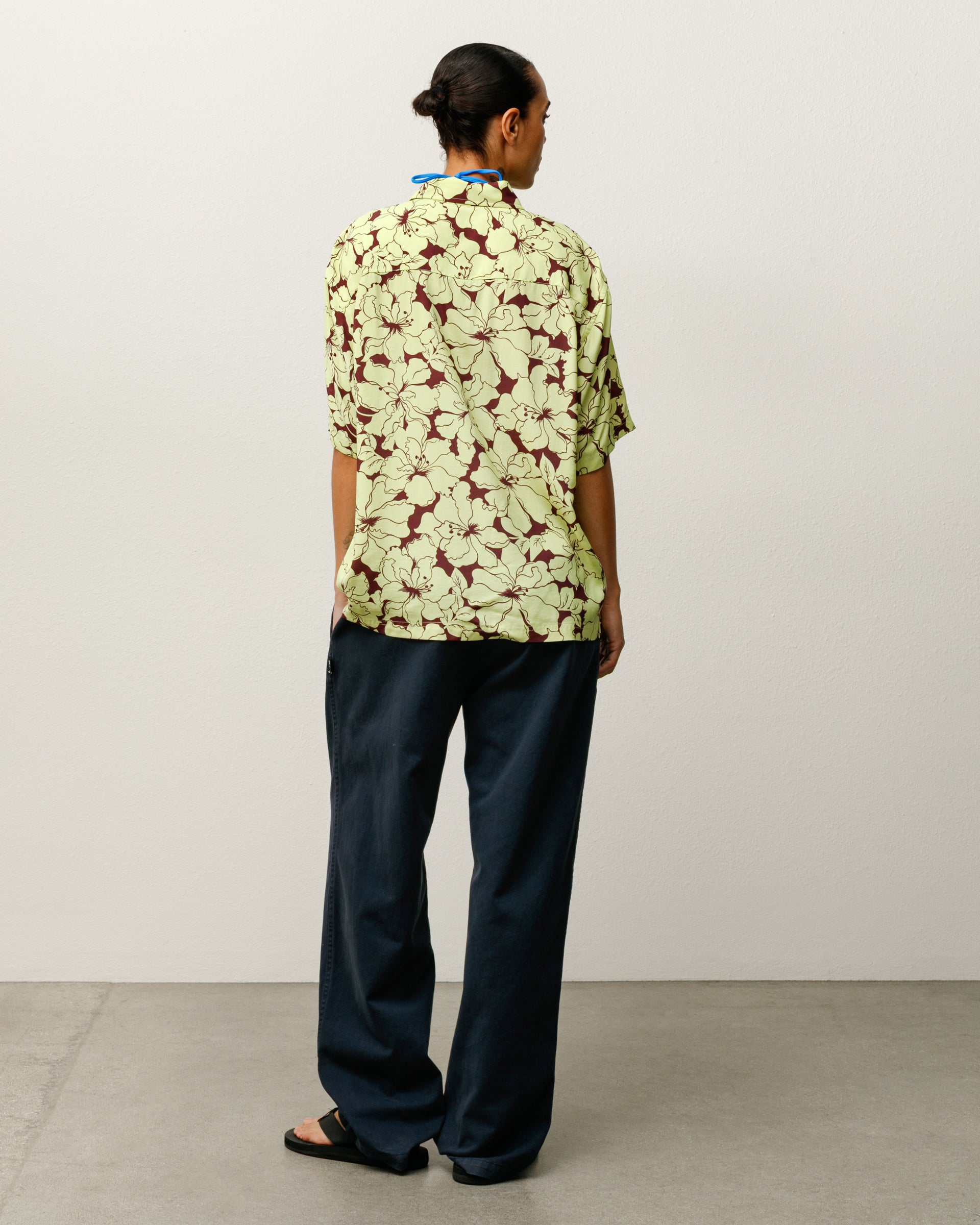 Floral Hawaiian Shirt Mens Short Sleeve In Lime