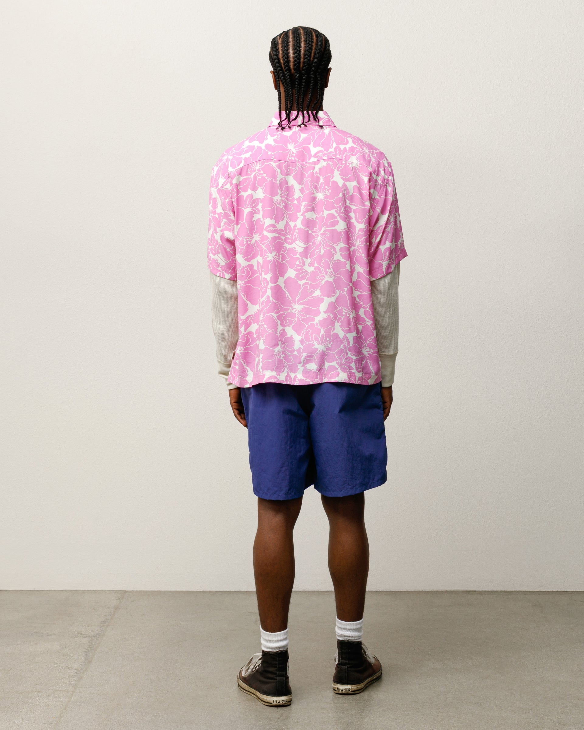 Floral Hawaiian Shirt Mens Short Sleeve In Pink