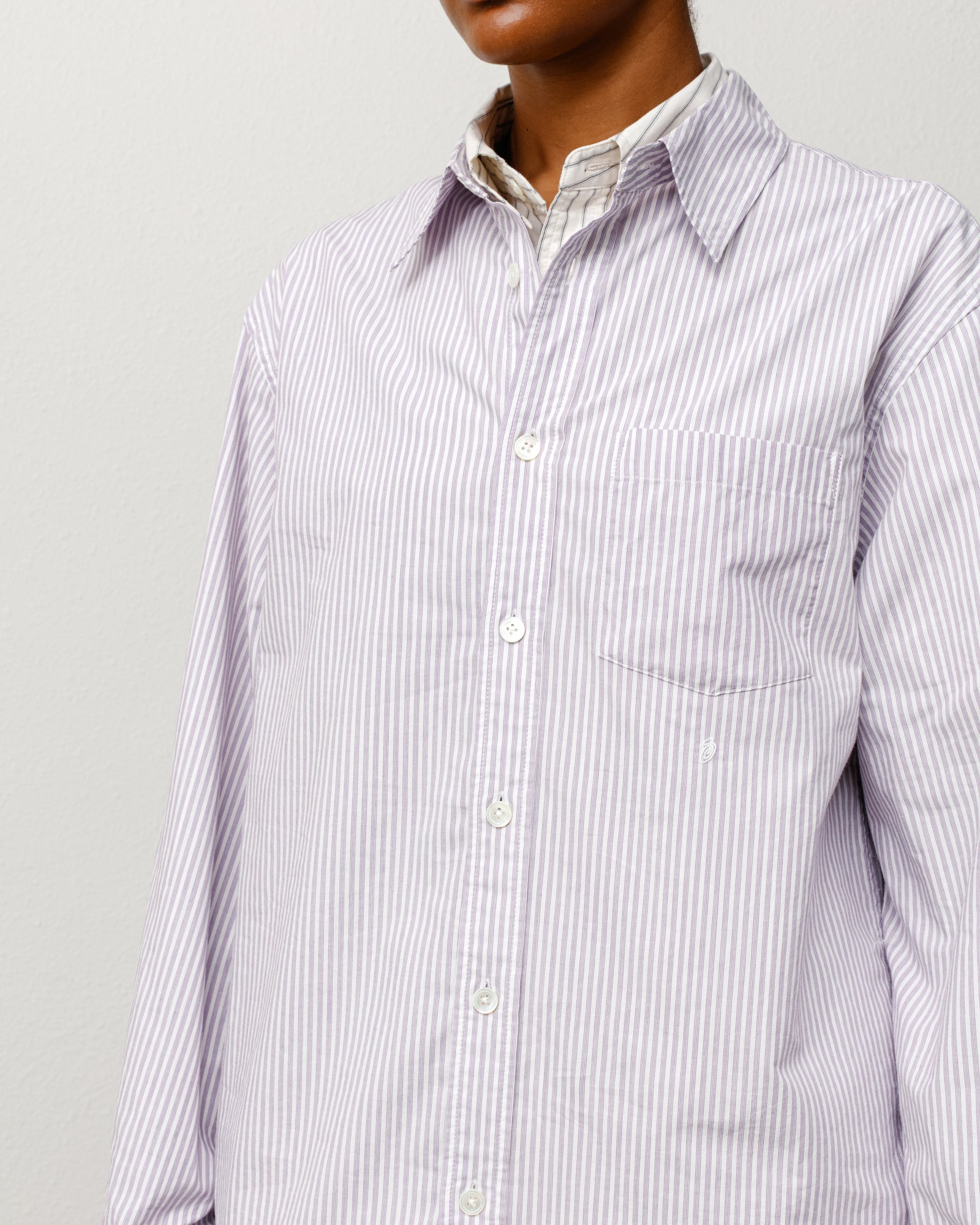 Standard Shirt Unisex Long Sleeve In Purple Stripe