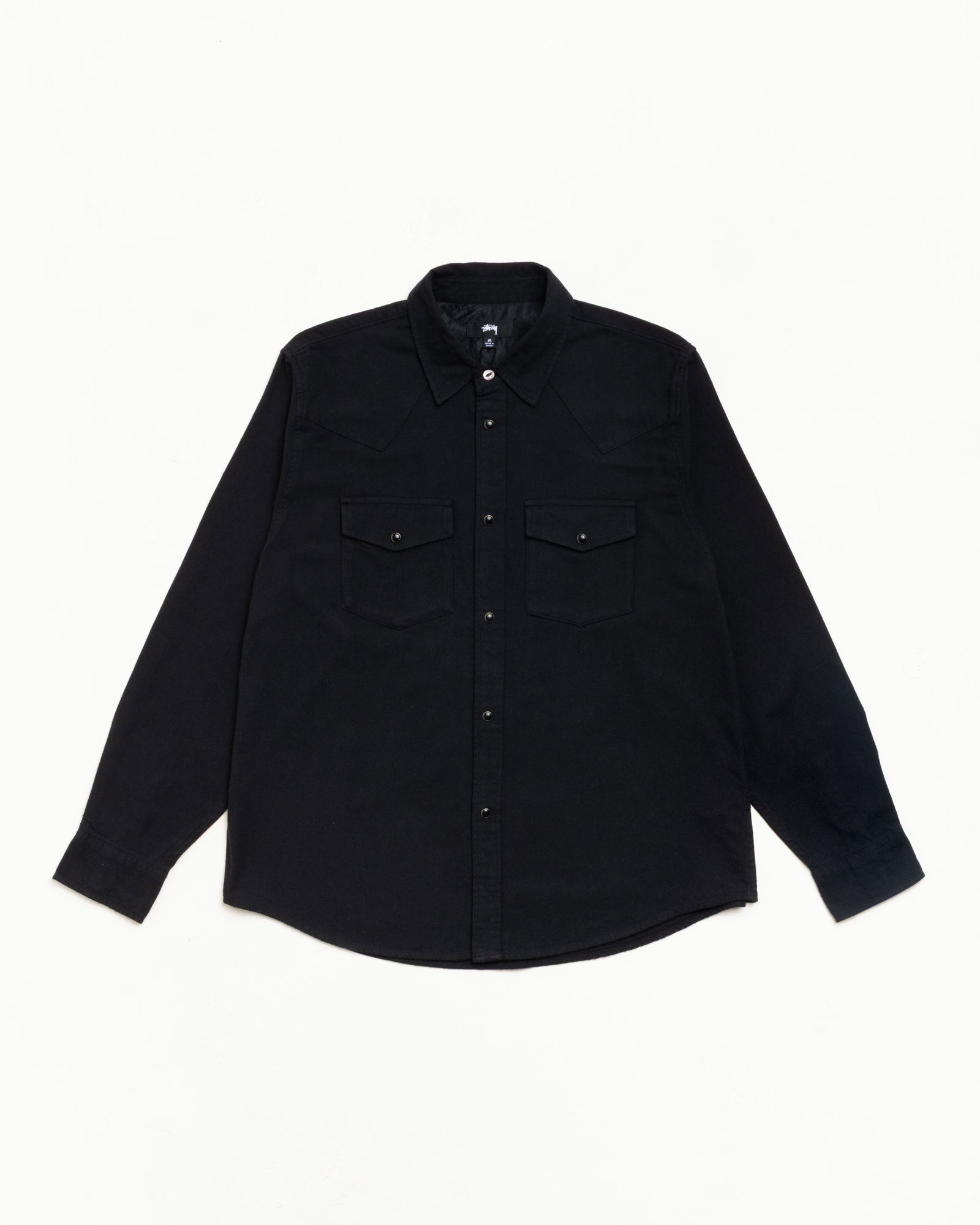 Cotton Silk Western Shirt Unisex Long Sleeve In Black