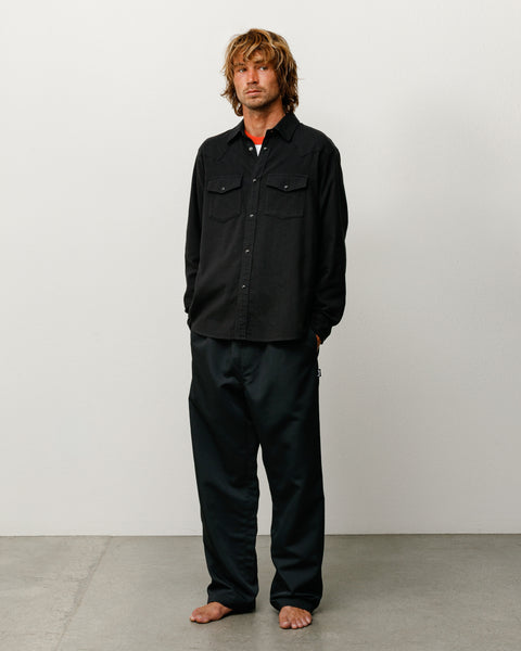 Cotton Silk Western Shirt Unisex Long Sleeve In Black