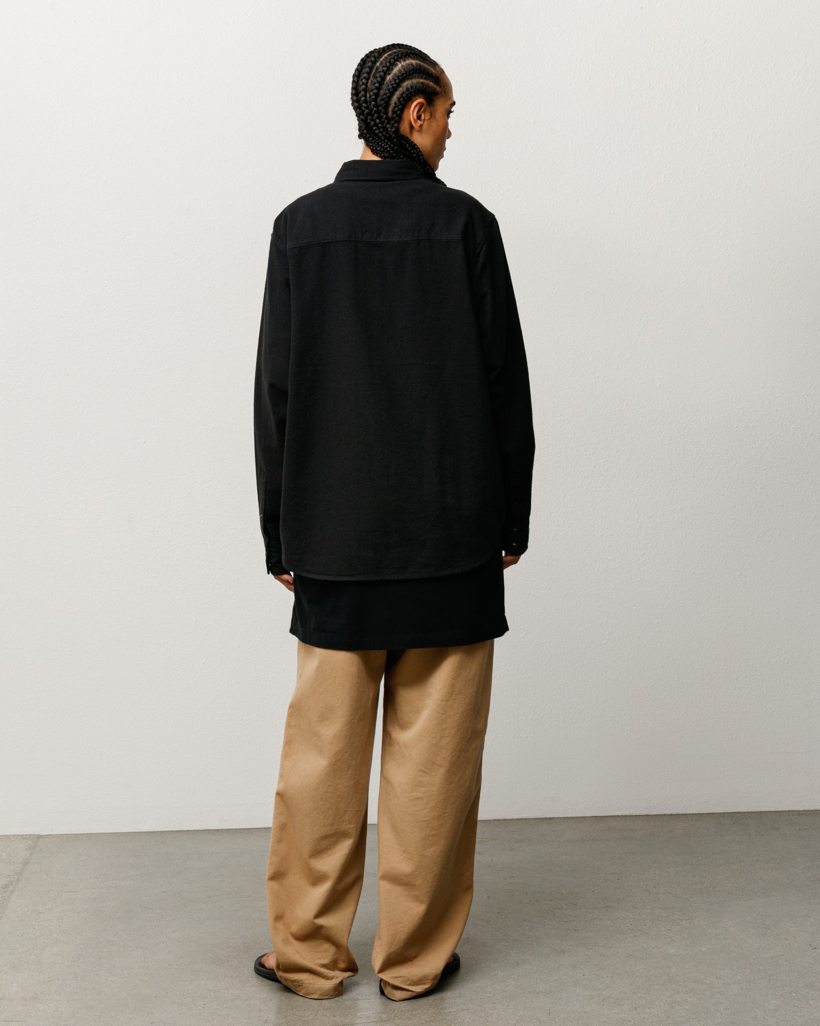 Cotton Silk Western Shirt Unisex Long Sleeve In Black