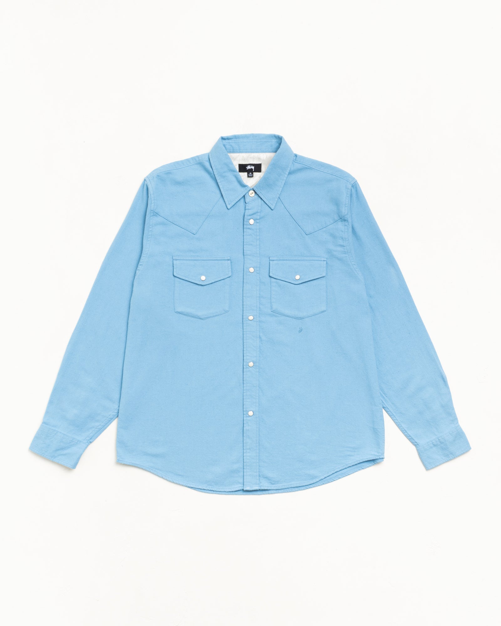 Cotton Silk Western Shirt Unisex Long Sleeve In Blue