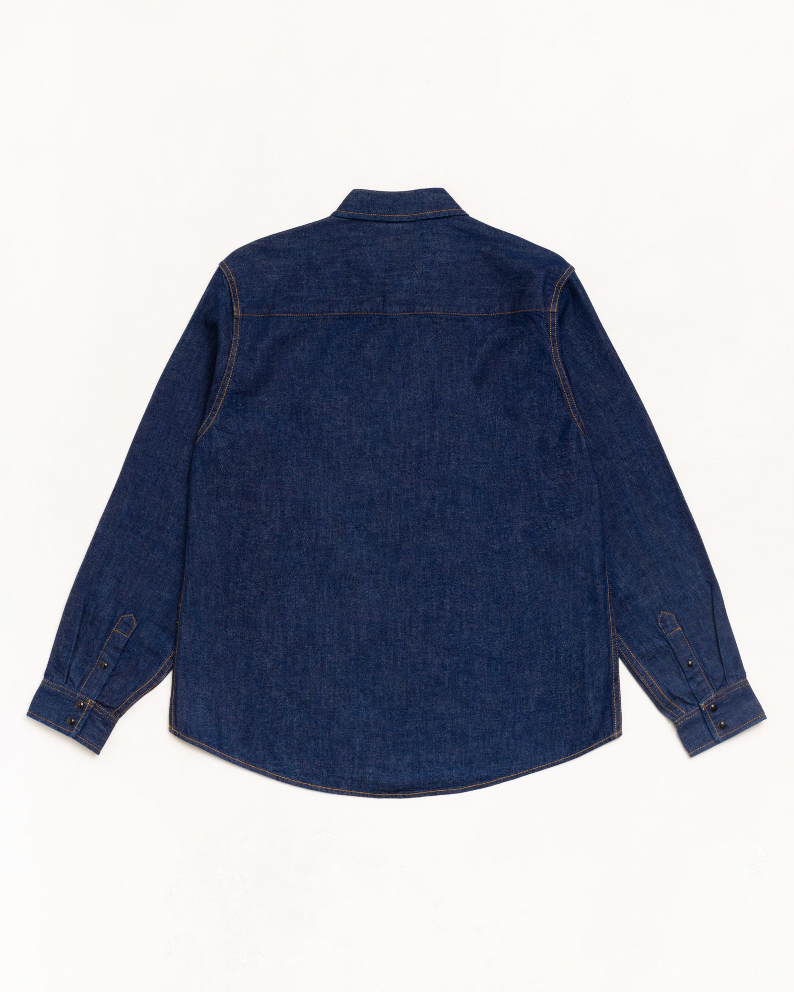 Denim Western Shirt Unisex Long Sleeve In Dark Denim