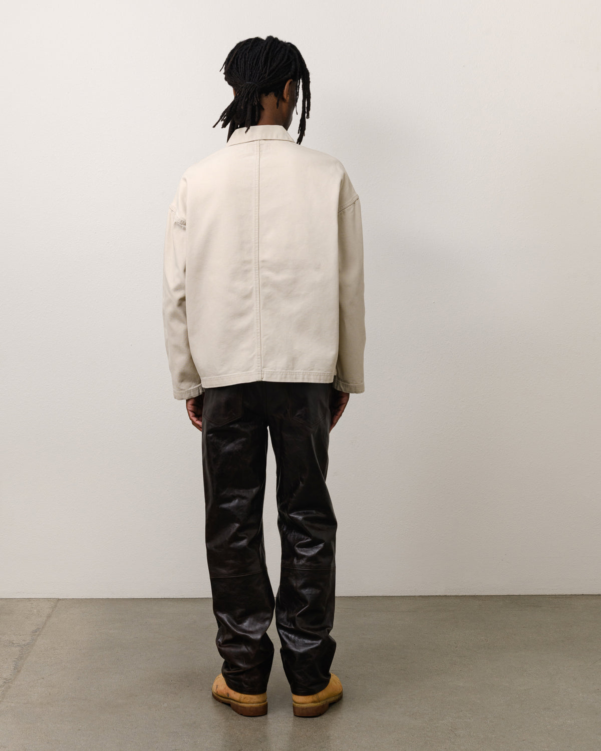 Canvas Work Overshirt Unisex Long Sleeve In Bone
