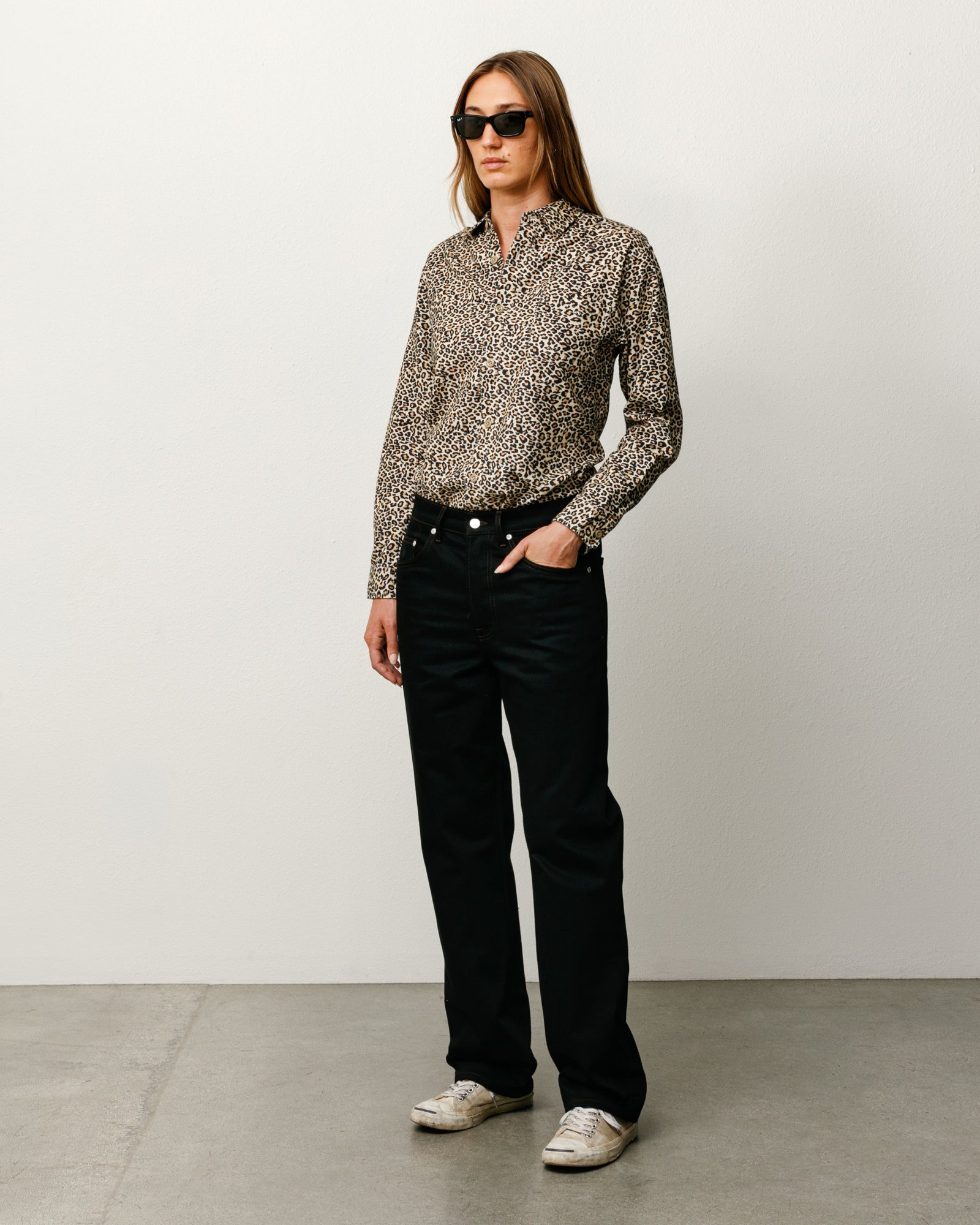 Animal Print Flannel Shirt Unisex Long Sleeve In Leopard
