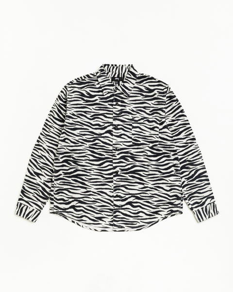 Animal Print Flannel Shirt Unisex Long Sleeve In Zebra