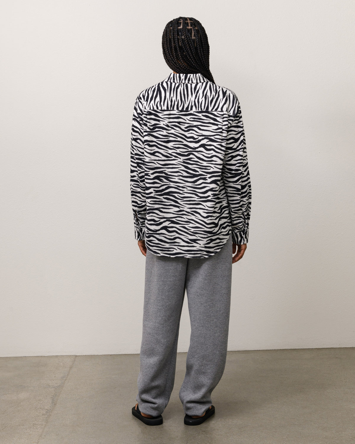 Animal Print Flannel Shirt Unisex Long Sleeve In Zebra