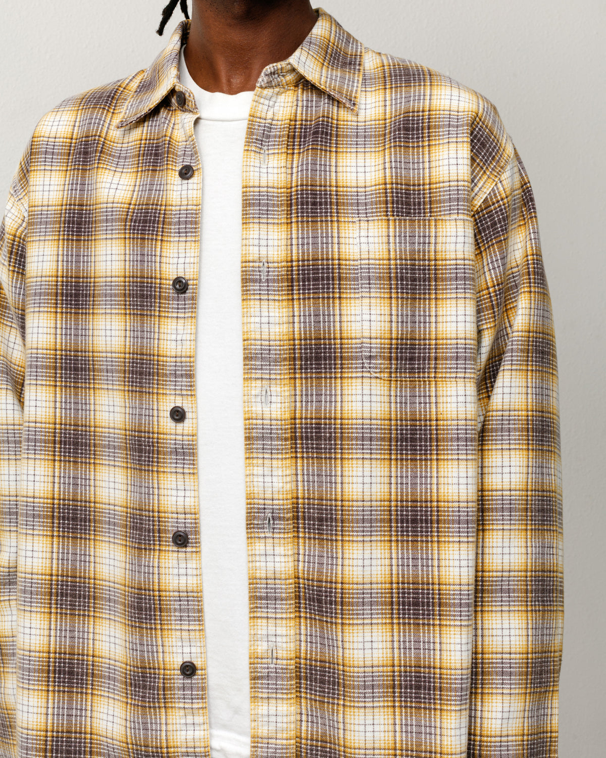 Dax Plaid Shirt Unisex Long Sleeve In Gold