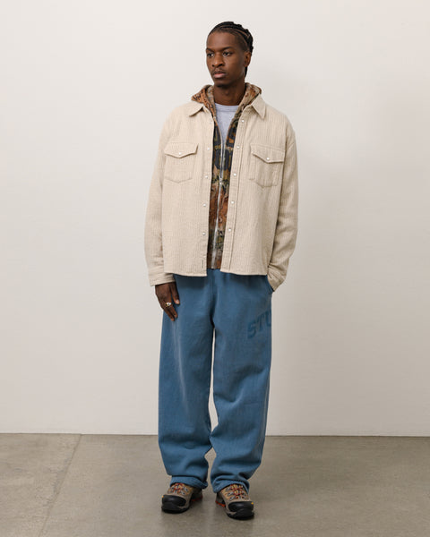 Brushed Wool Western Shirt Unisex Long Sleeve In Natural