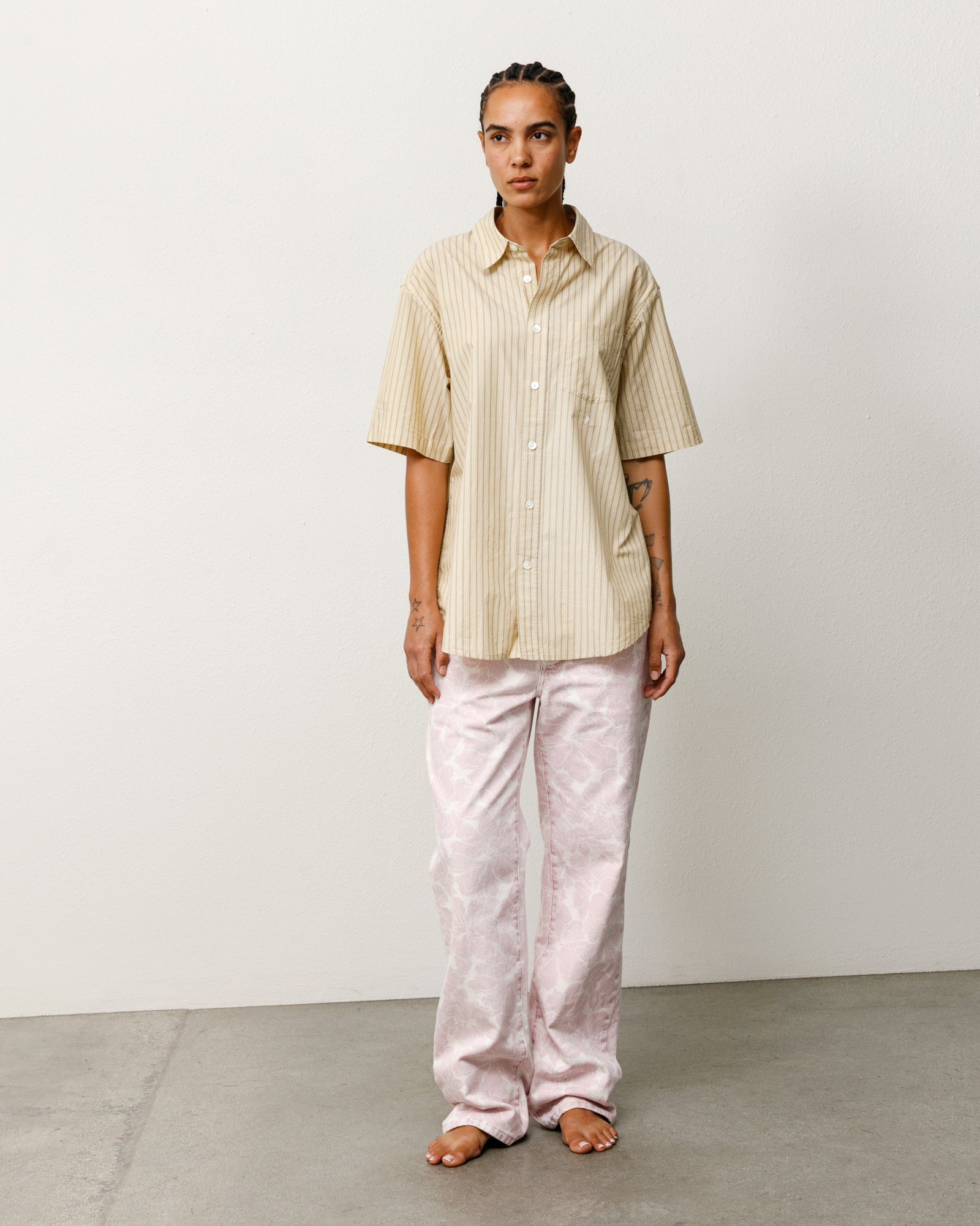 Standard Ss Shirt Unisex Short Sleeve In Yellow Stripe