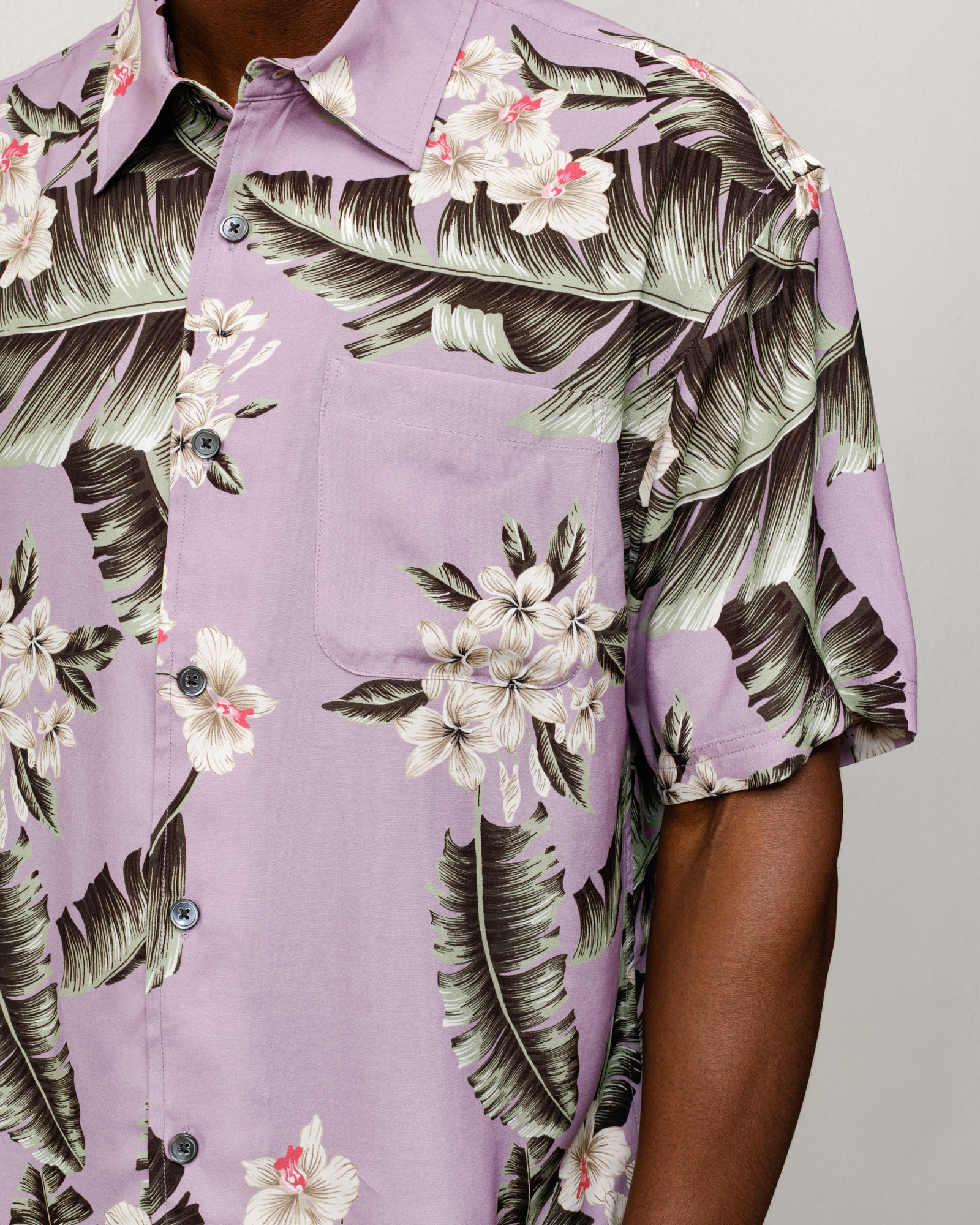 Hawaiian Floral Ss Shirt Unisex Short Sleeve In Lavender