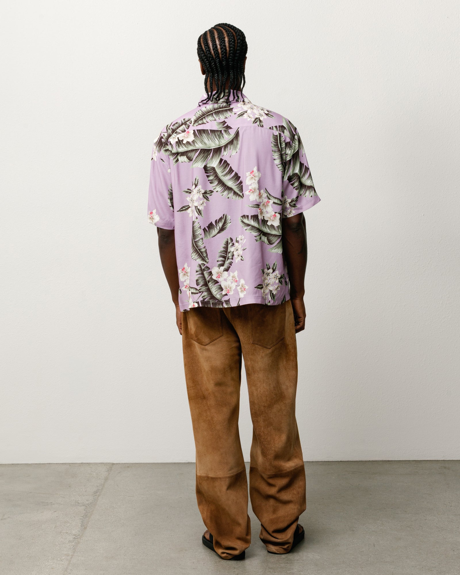 Hawaiian Floral Ss Shirt Unisex Short Sleeve In Lavender