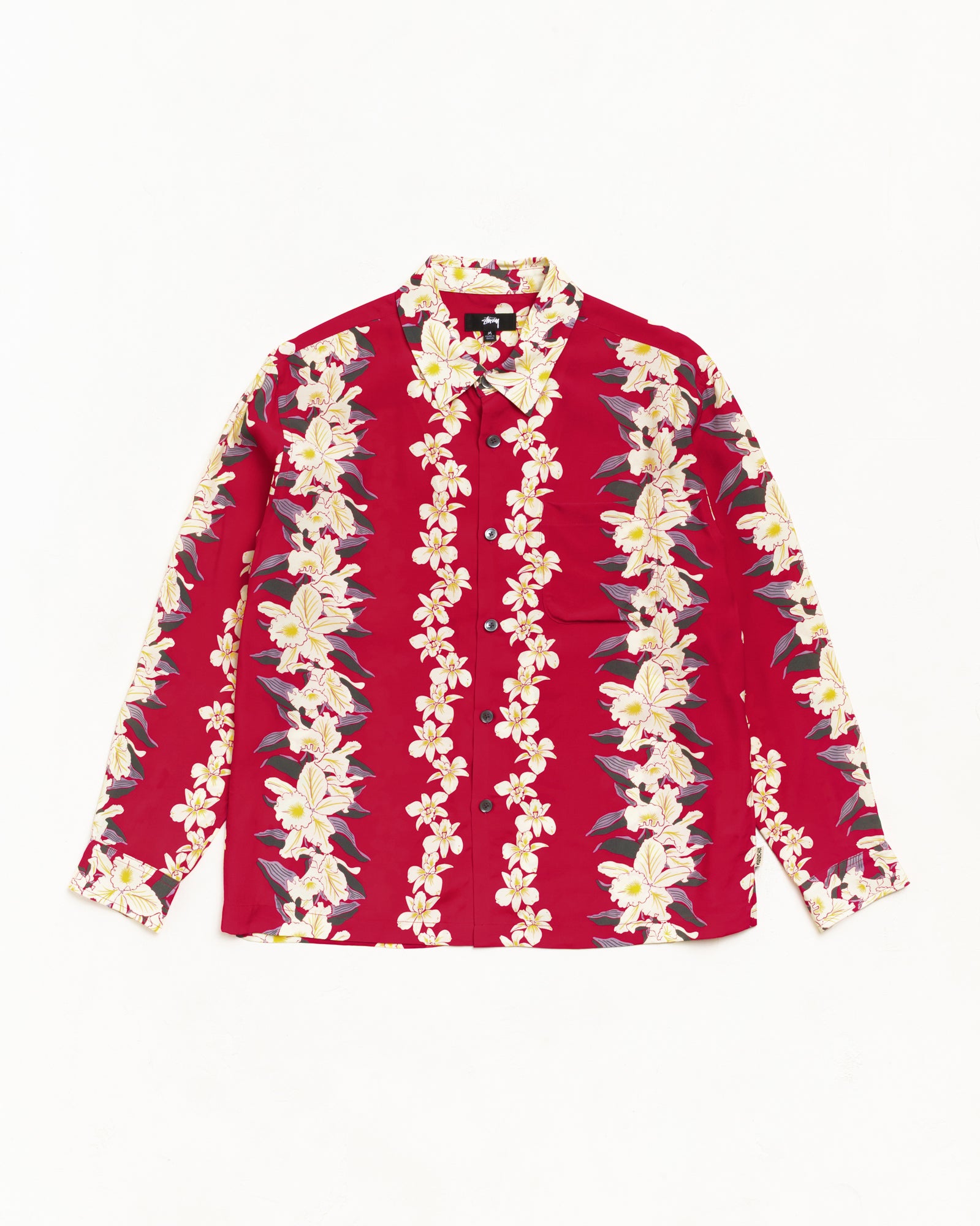 Hawaiian Floral Ls Shirt Unisex Long Sleeve In Red | hero:main:collection:new-arrivals,shirts,tops-shirts,all,tees,outerwear,denim,knits,accessories,sunglasses,hoodies,sweats,mens-hoodies-sweatshirts,shorts,pants,bottoms,crew-sweats,zip-ups,swim,sweatpants,graphics,lazy-tees,swim,basic-9twenty,button-ups,shorts,cargos,denim-jeans,bottoms,bags,belts,wearables,gear,footwear,button-ups,basic-tops,jerseys,big-ol,classics,slim,jackets,all, | product-card-slider