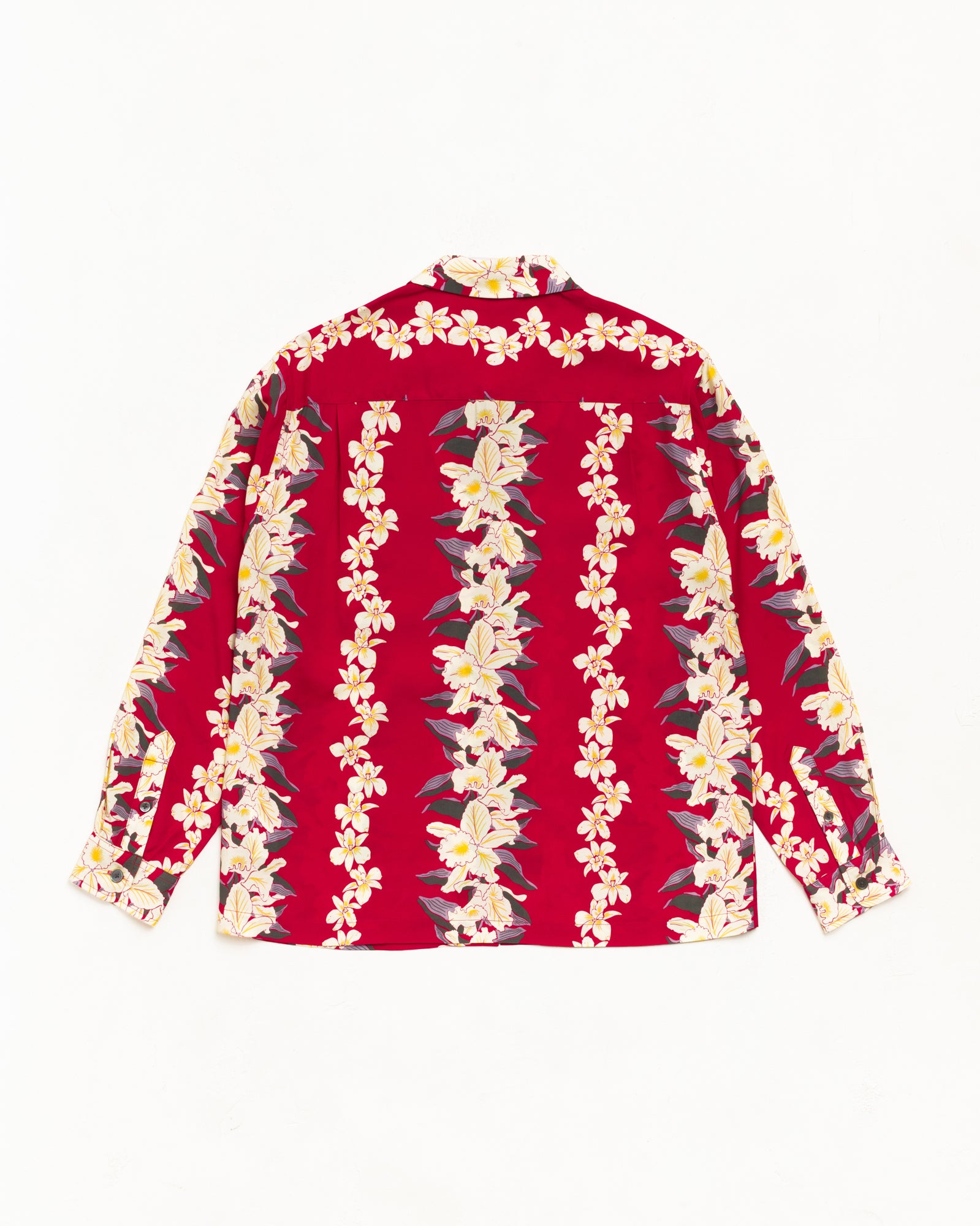 Hawaiian Floral Ls Shirt Unisex Long Sleeve In Red